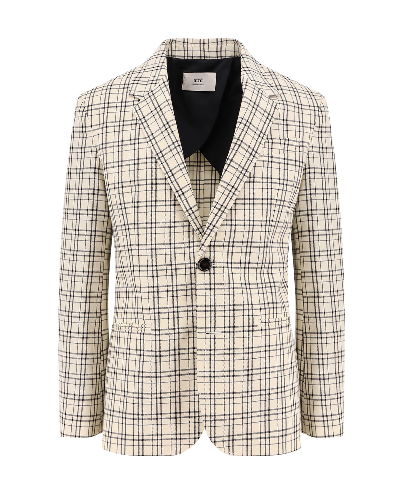 Ami Alexandre Mattiussi Virgin Wool Blazer With Madras Motif - White
