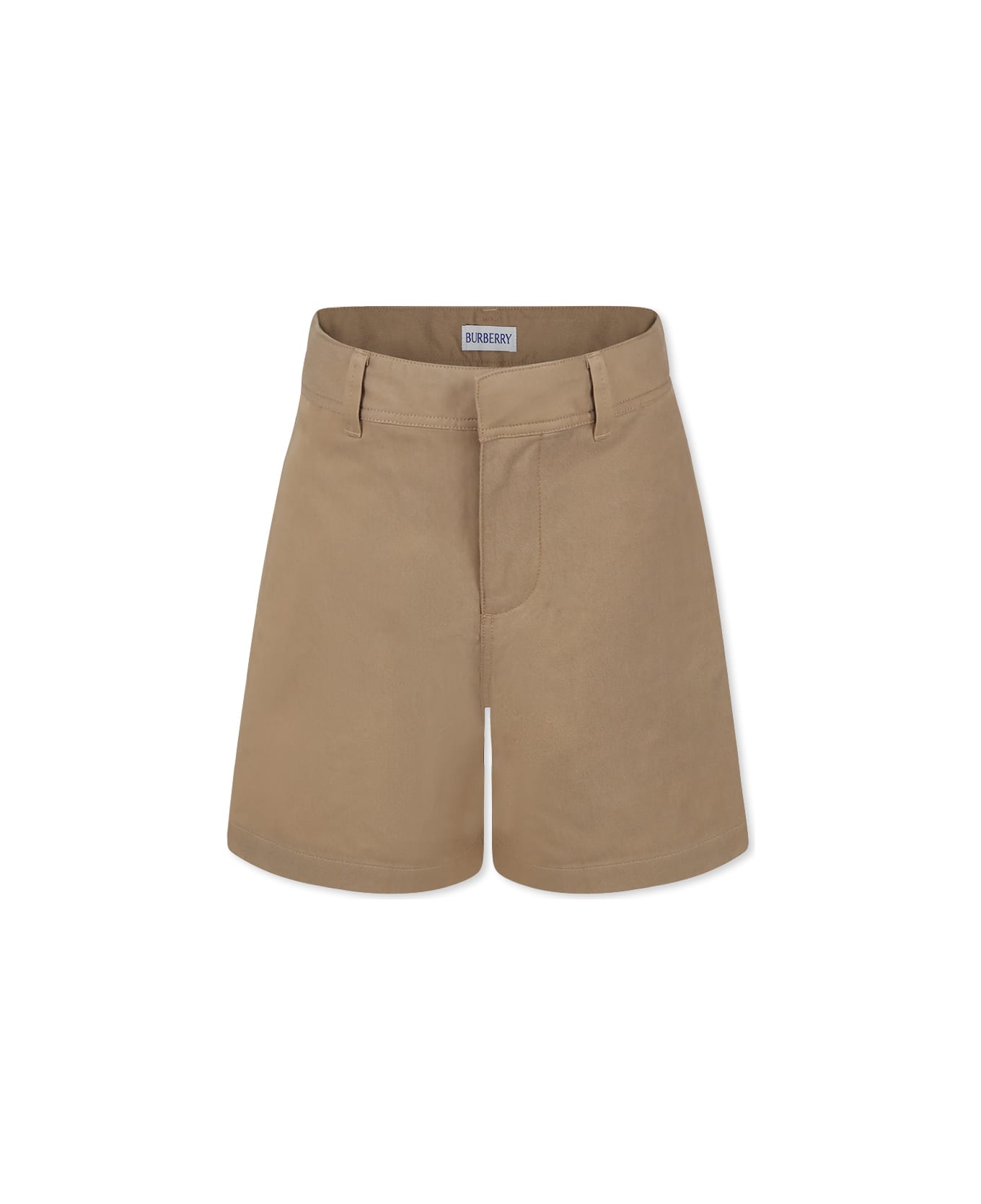 Burberry Beige Shorts For Baby Boy With Embroidered Logo - Beige