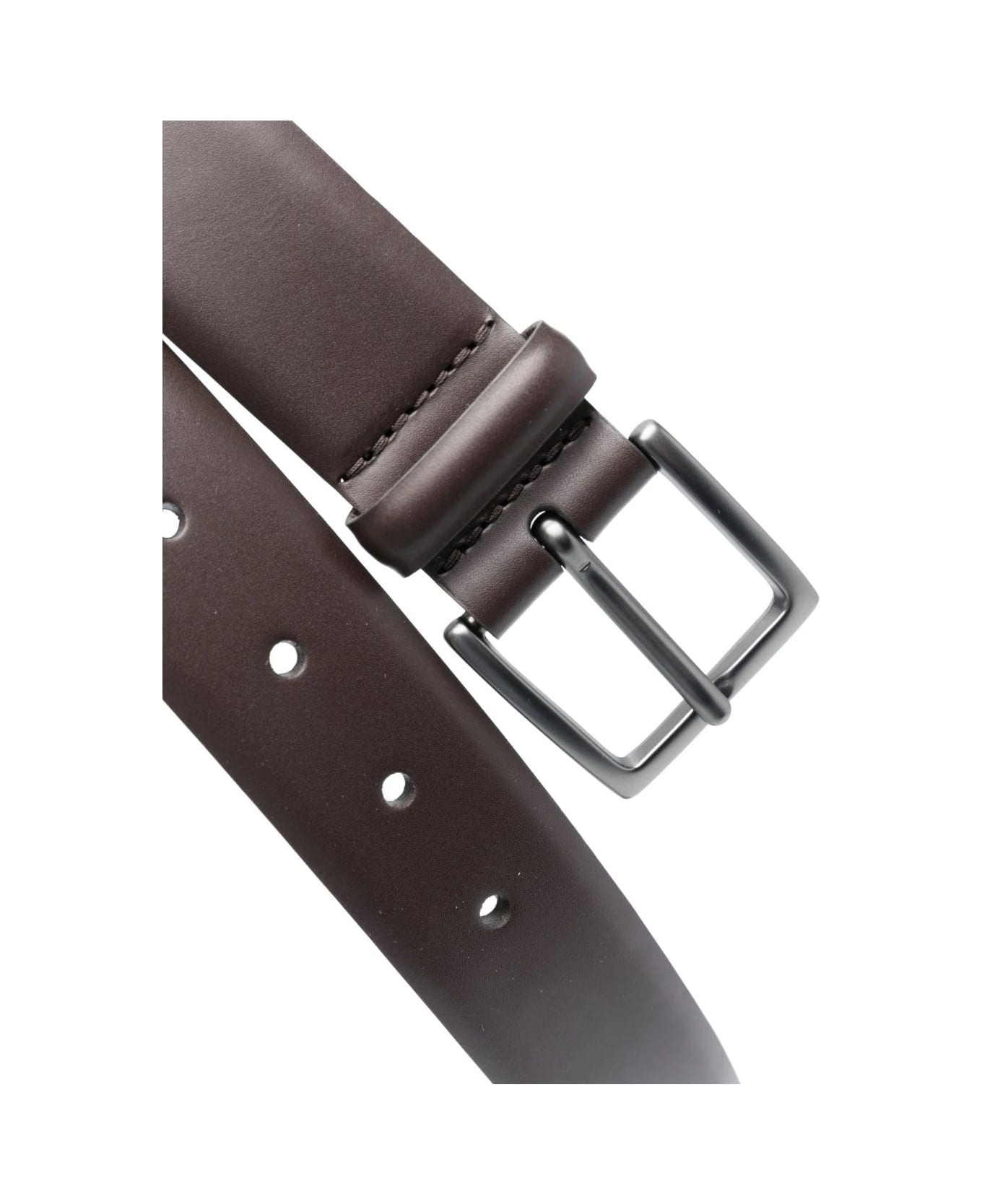 Orciani Smooth Ebony Leather Classic Belt - Brown
