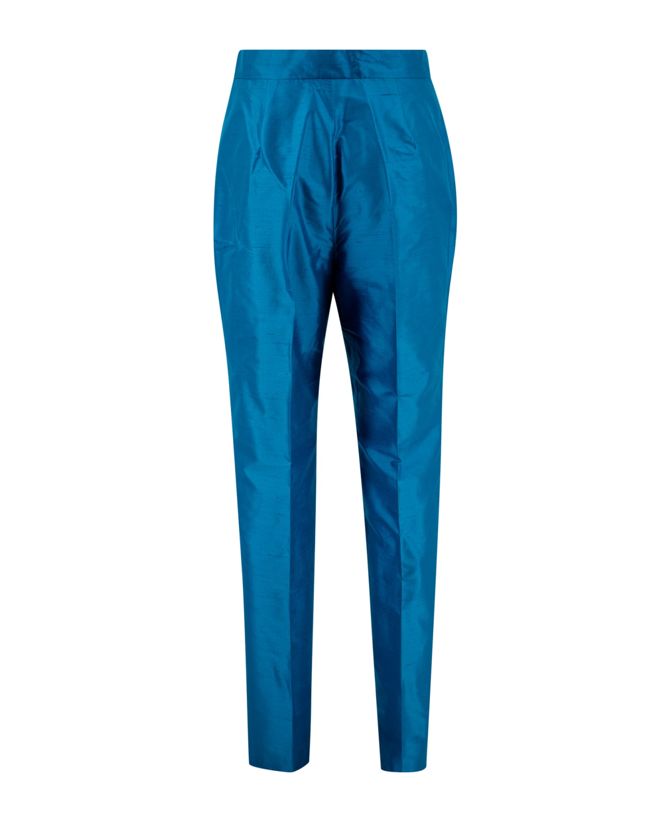 Max Mara Studio Silk Shantung Straight Pants - Clear Blue