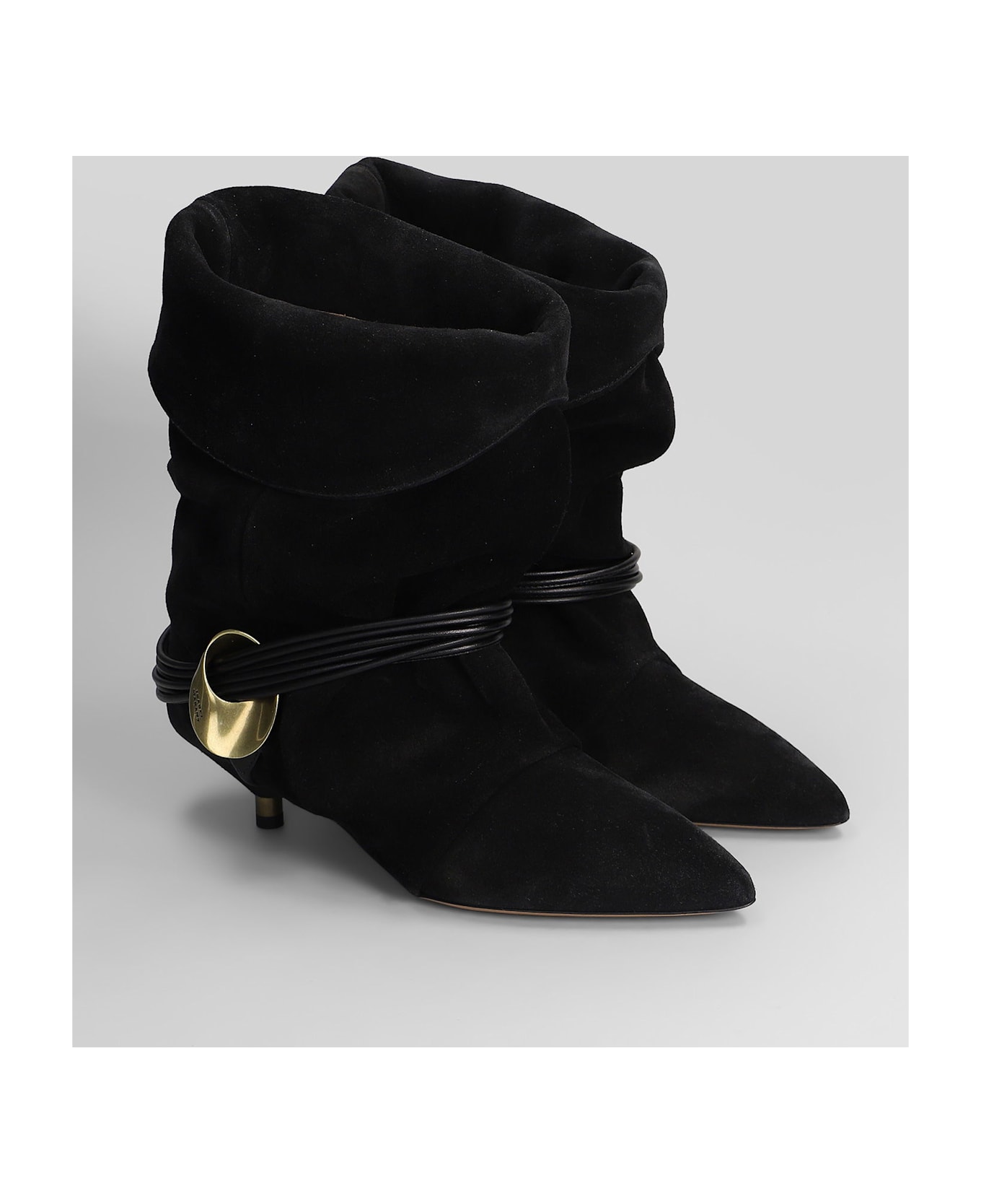 Isabel Marant Edrika Low Heels Ankle Boots In Black Suede - black