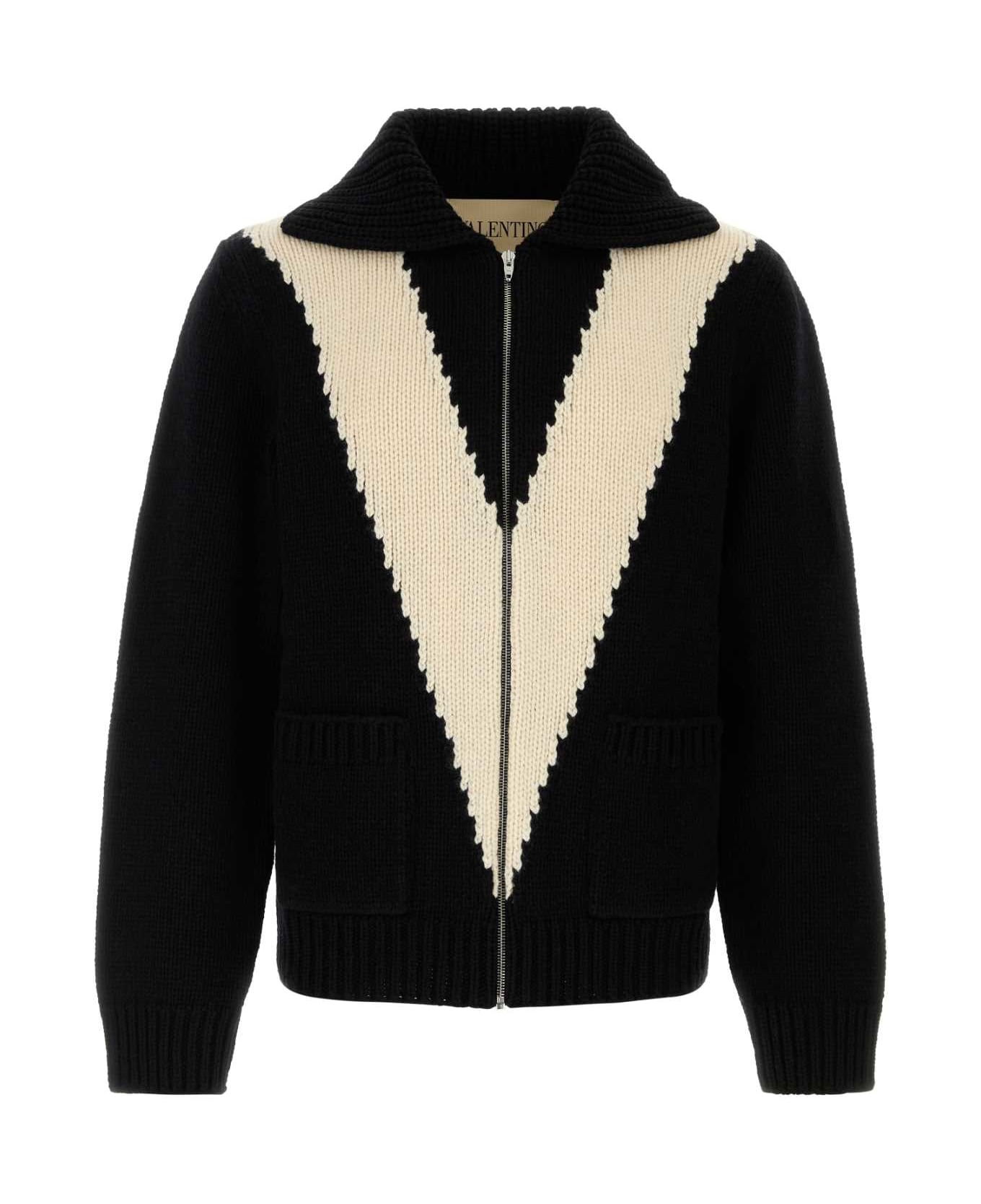 Valentino Garavani Black Wool Cardigan - NEROBURRO