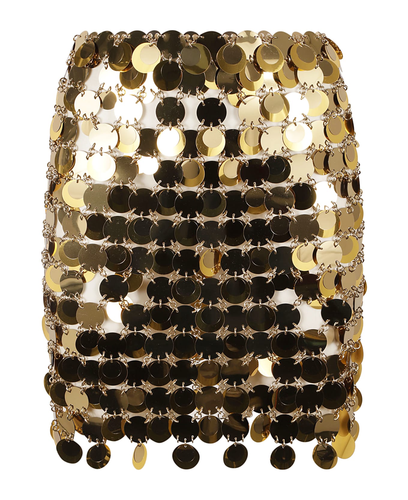 Paco Rabanne Mini Skirt With Golden Mirror Effect Discs - Gold