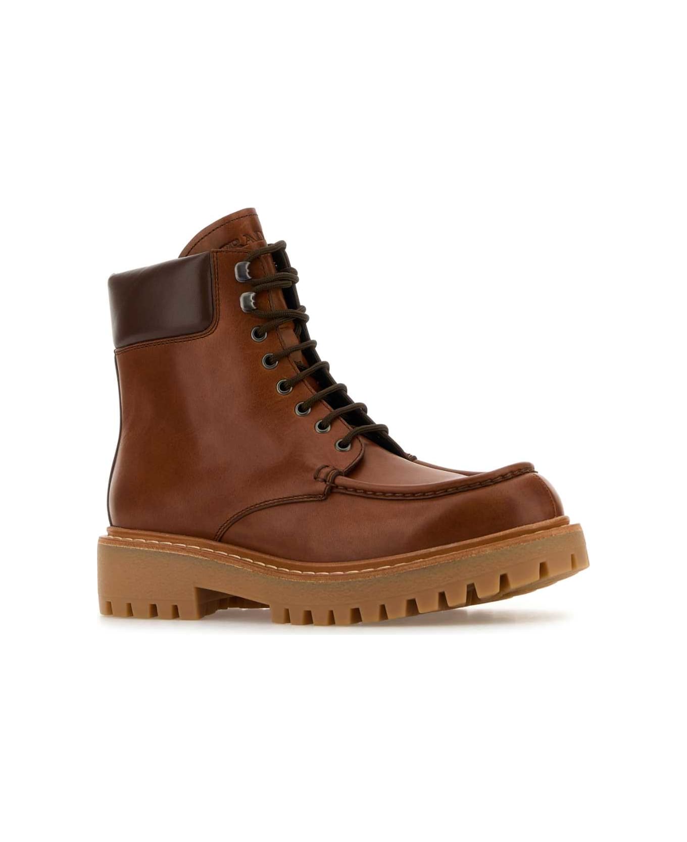 Prada Caramel Leather Ankle Boots - COGNAC