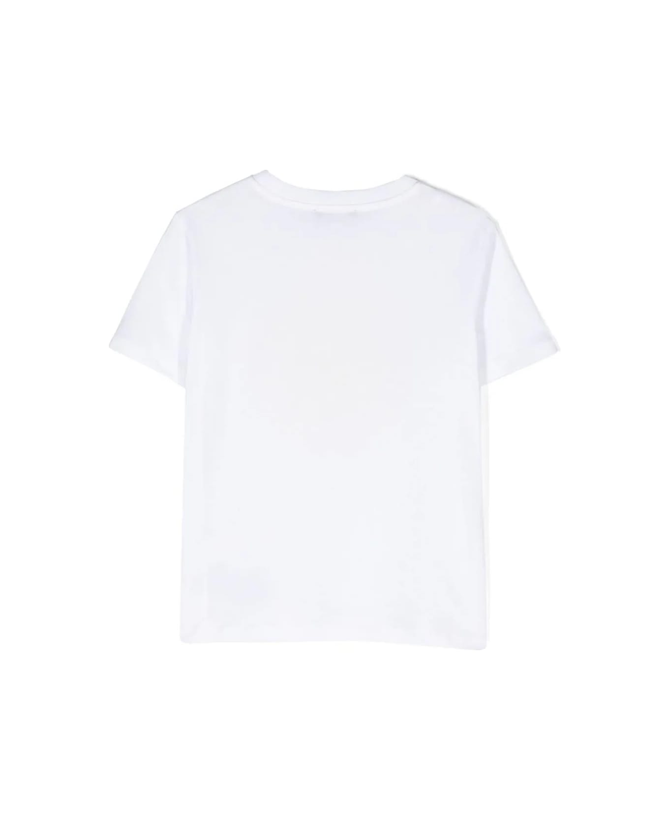 Balmain White T-shirt With Rubberized Logo - White