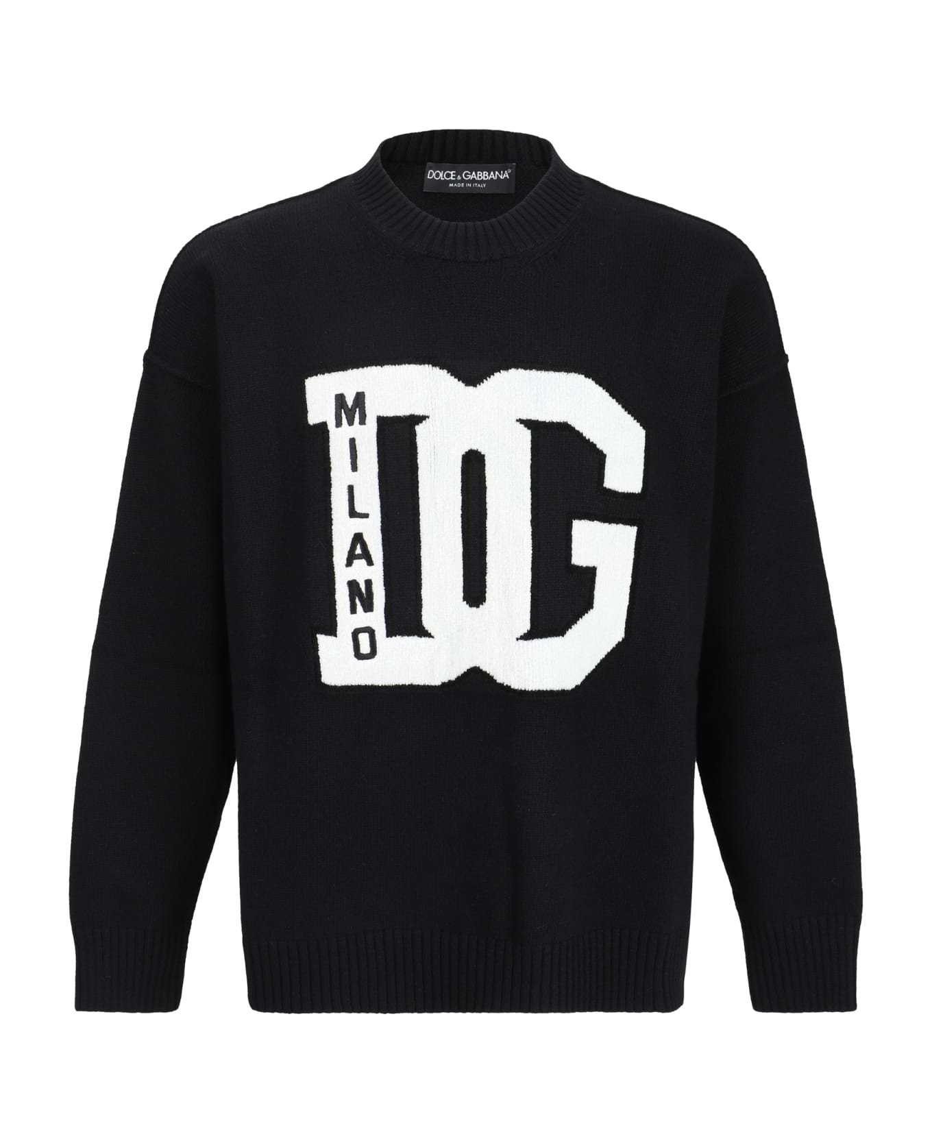 Dolce & Gabbana Dg Logo Embroidered Crewneck Jumper - Nero