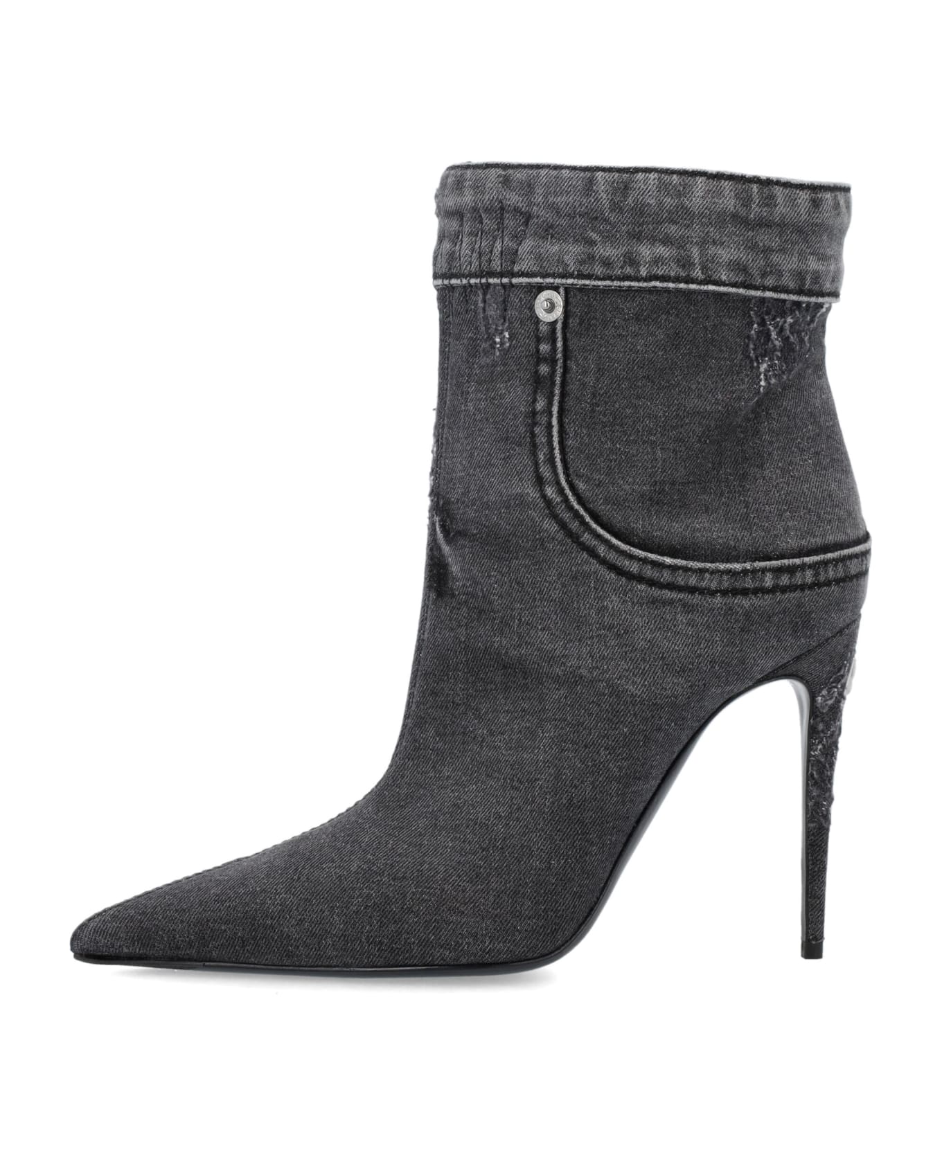 Dolce & Gabbana Patchwork Denim Ankle Boots - Nero