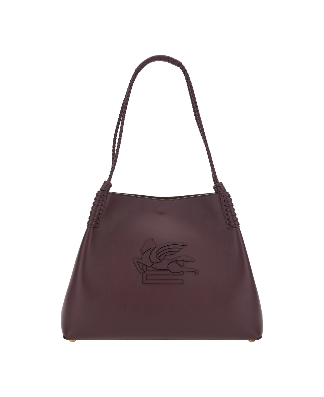 Etro 
libra
 Bordeaux Big Shoulder Bag With Logo Embroidery On The Front And Braided Handles In Leather Woman - Bordeaux