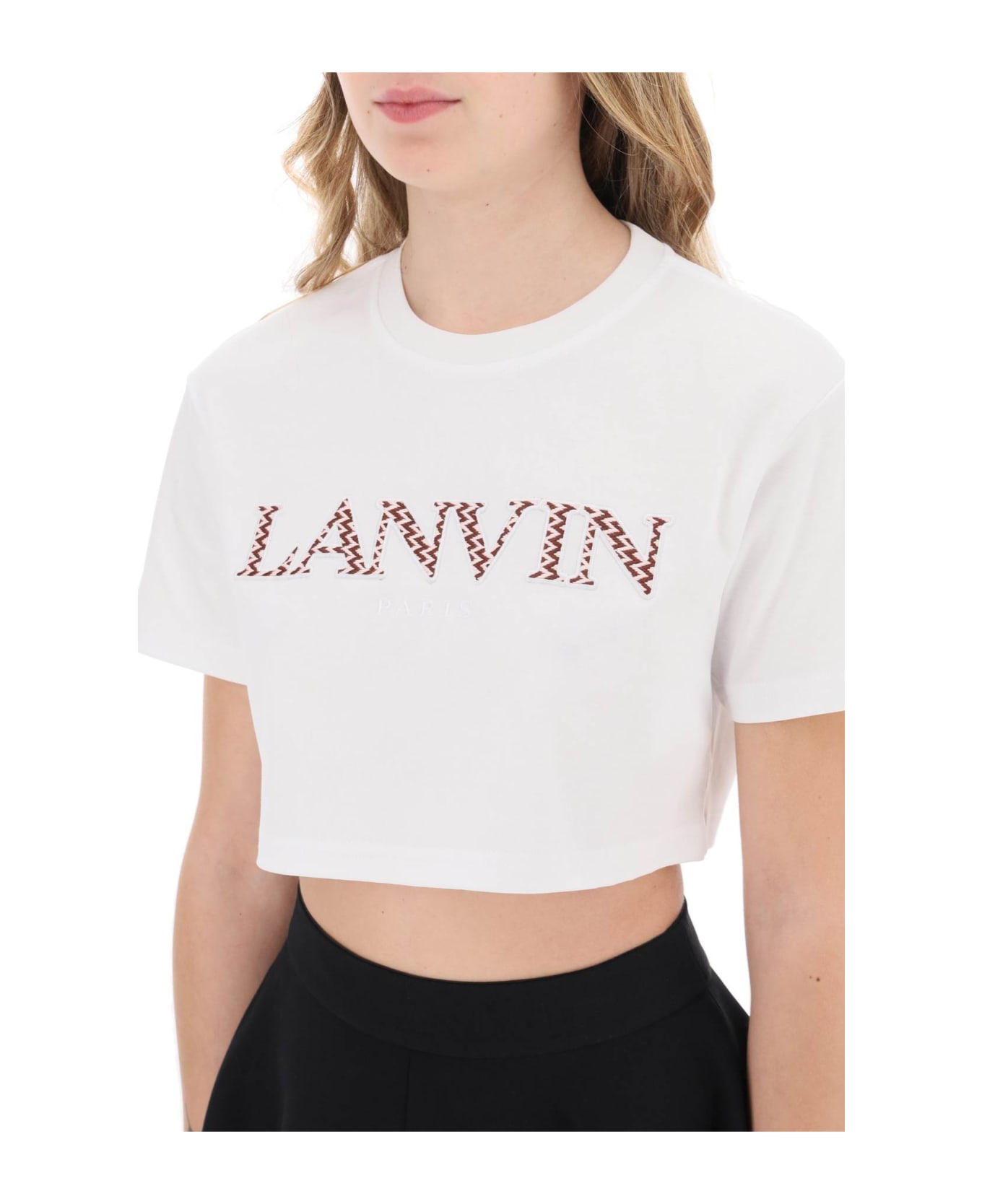 Lanvin Curb Logo Cropped T-shirt - OPTIC WHITE (White)