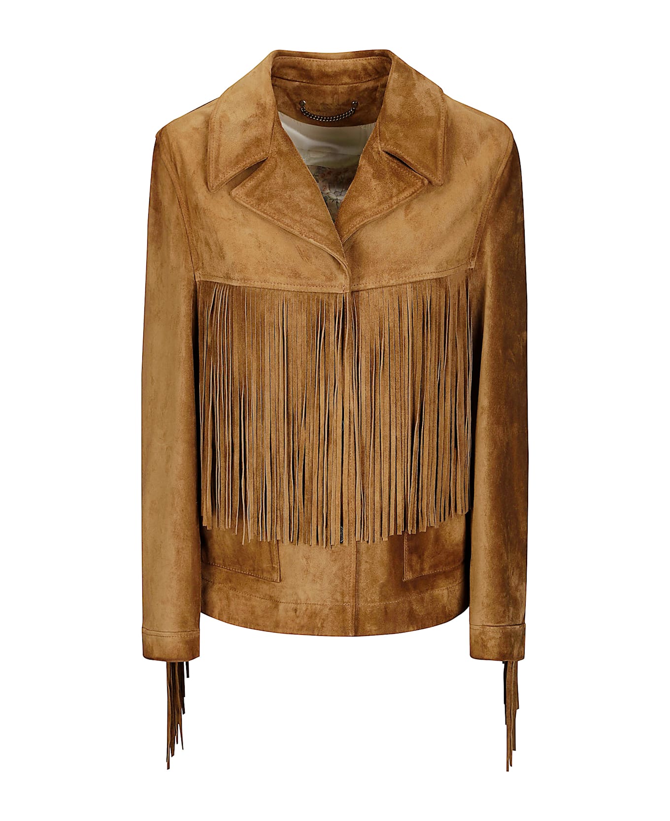Golden Goose Journey W
s Jacket With Fringes In Waxed Calf Leat - TABASCO BROWN