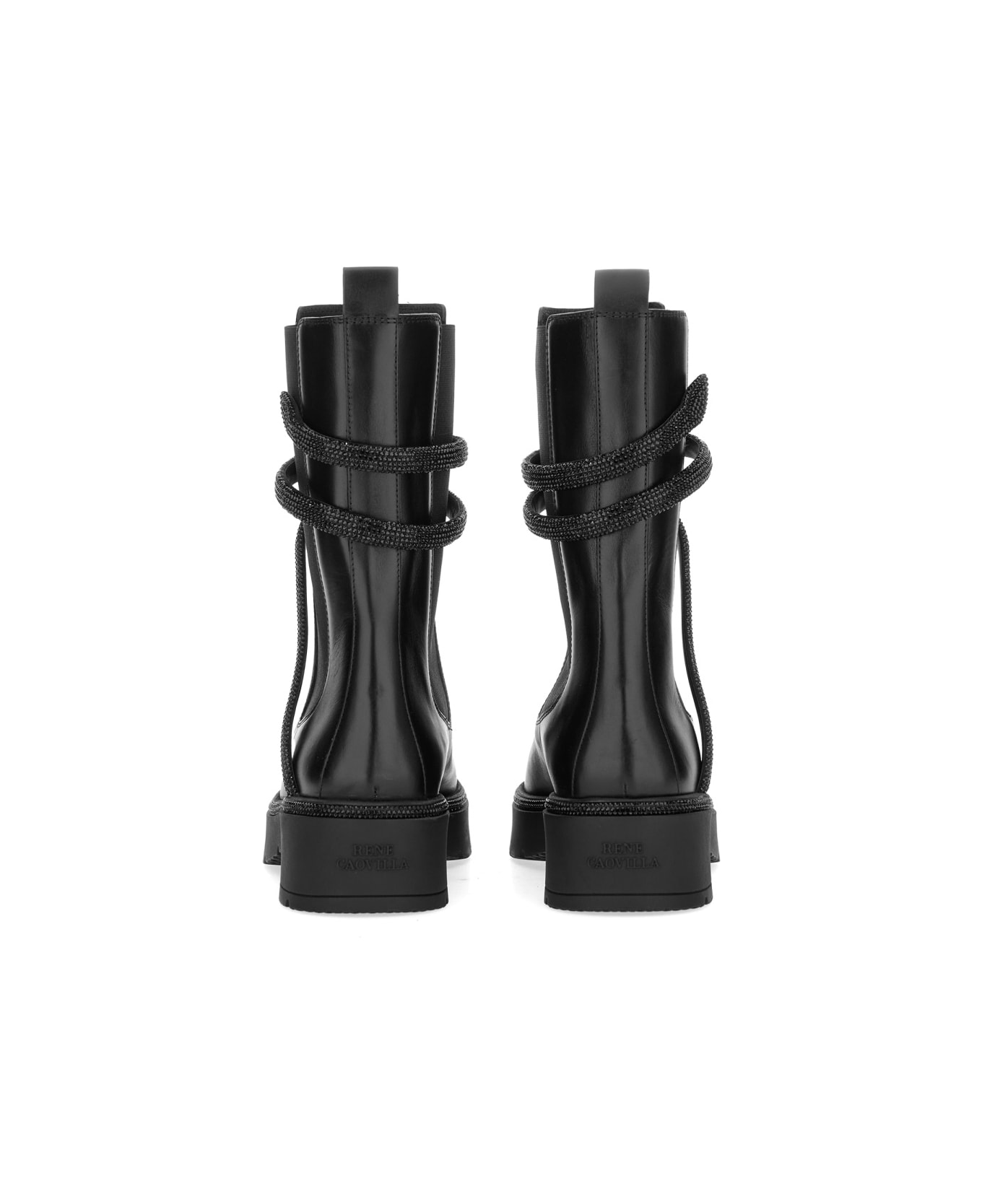 René Caovilla "biker Cleo Combat" Boot - BLACK