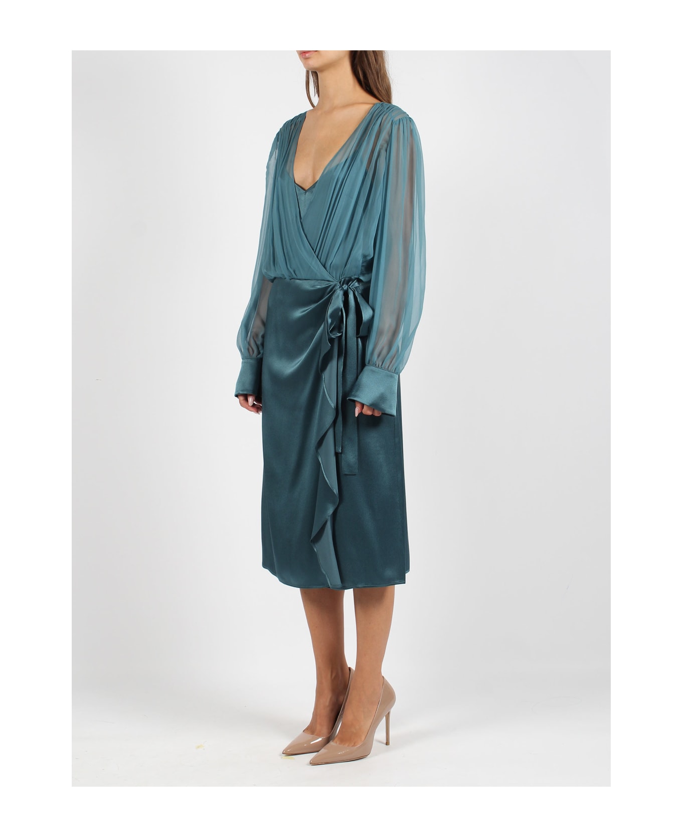 Alberta Ferretti Silk Wrap Dress - Blue