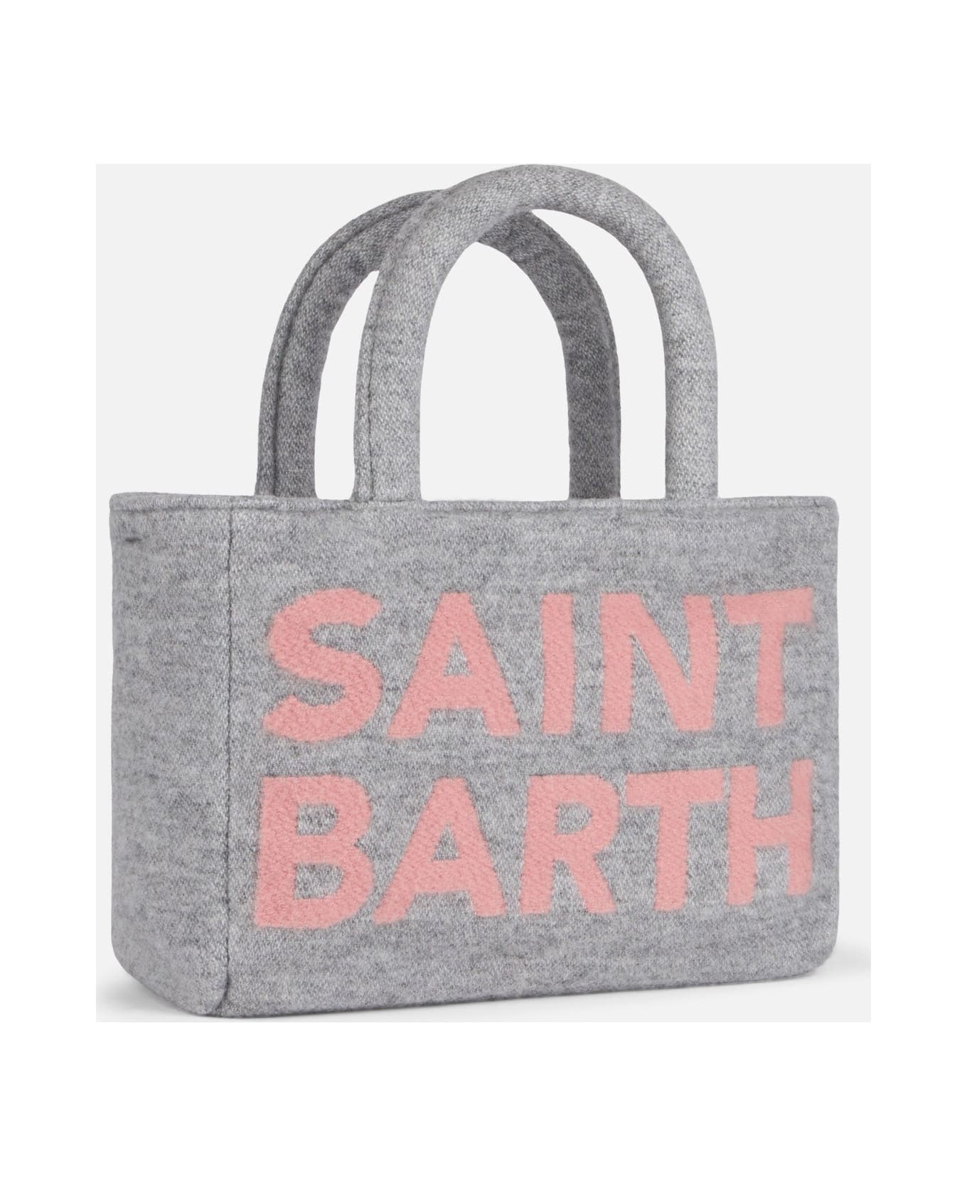 MC2 Saint Barth Soft Wooly Clarine Handbag With Jacquard Maxi Logo - GREY