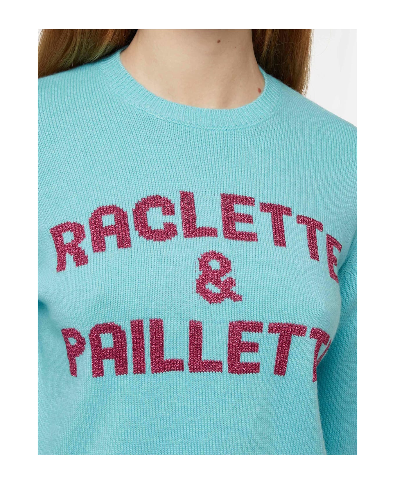MC2 Saint Barth Water Green Sweater New Queen With Raclette 
Paillettes Sequins Lettering - GREEN