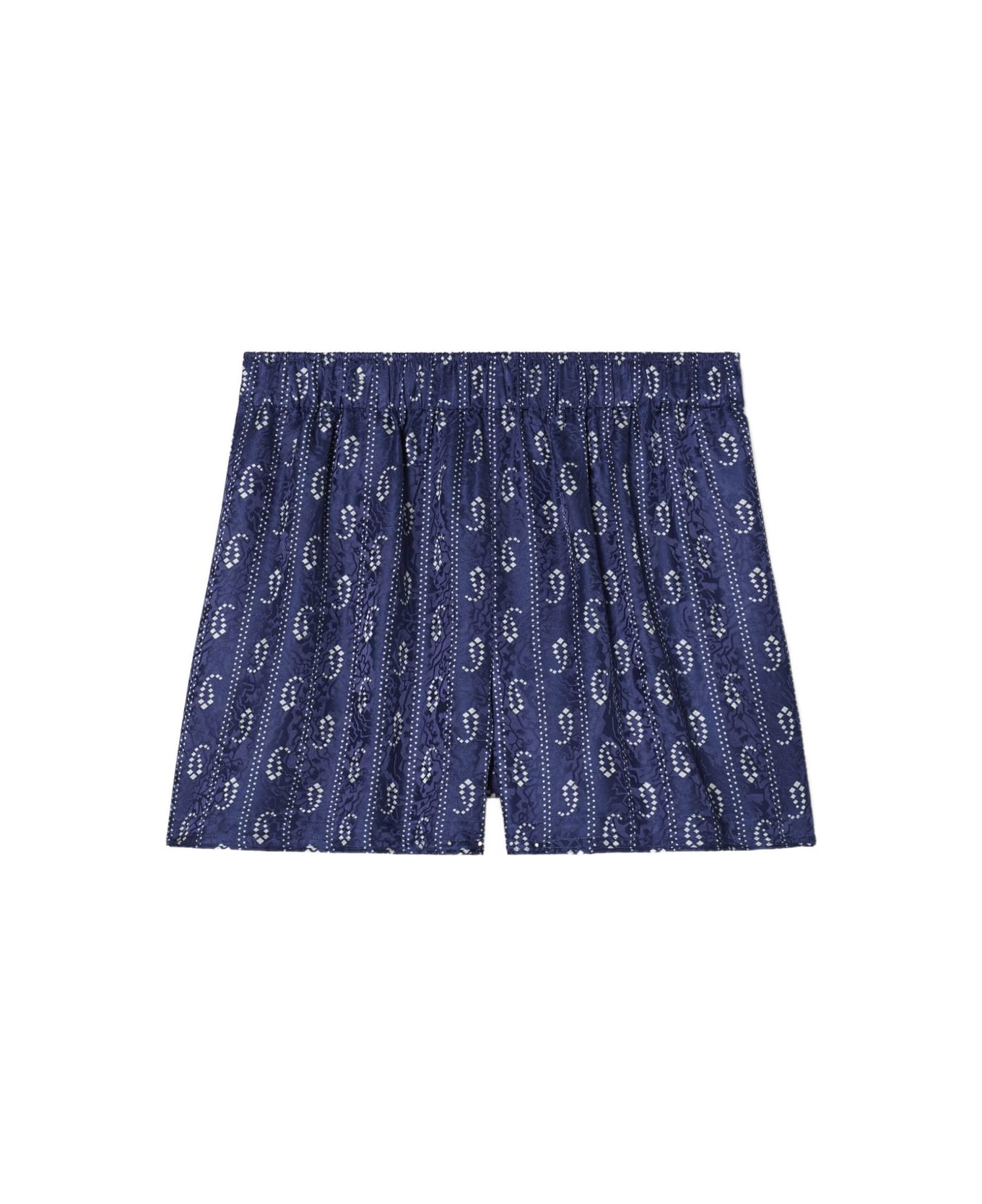 Tory Burch Printed Silk Blend Shorts - Blue