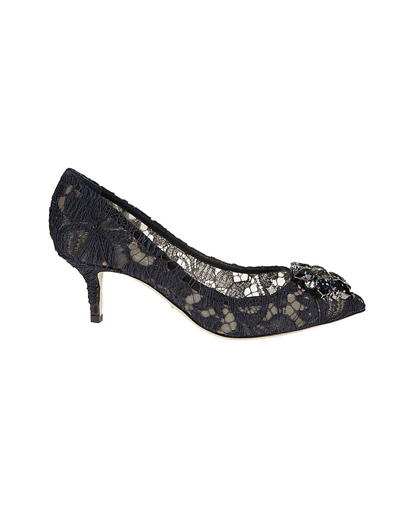 Dolce & Gabbana Taormina Lace Embellished Pumps - Dark blue