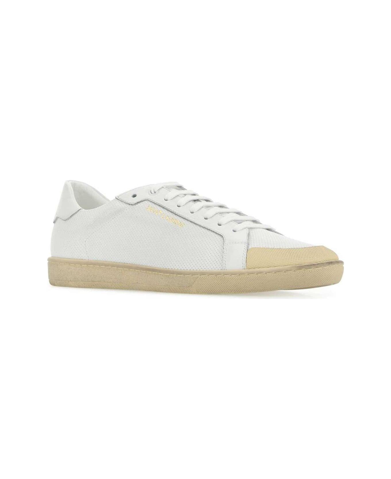 Saint Laurent Round Toe Lace-up Sneakers - Bianco