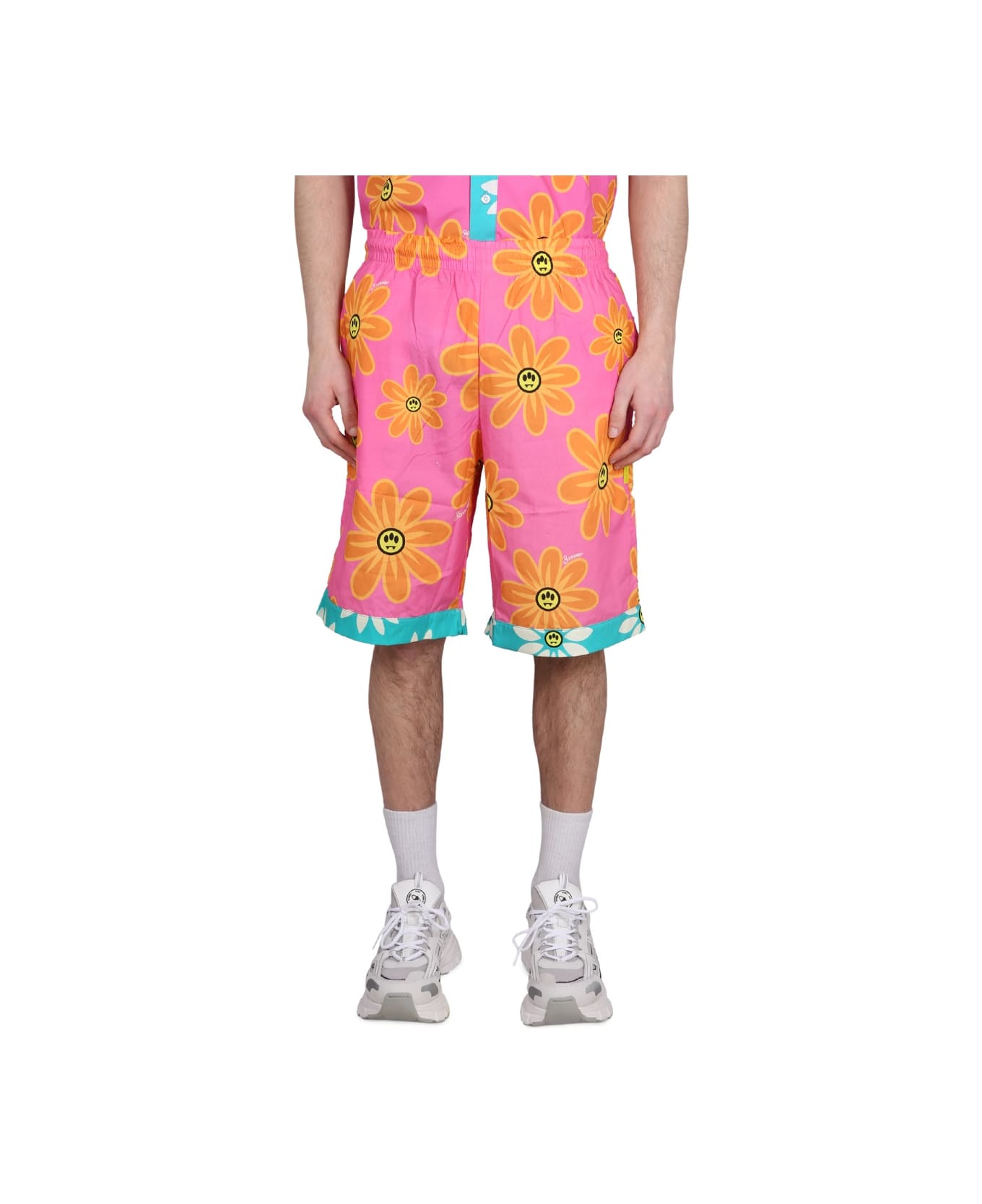 Barrow Sunflower Print Bermuda Shorts - FUCHSIA