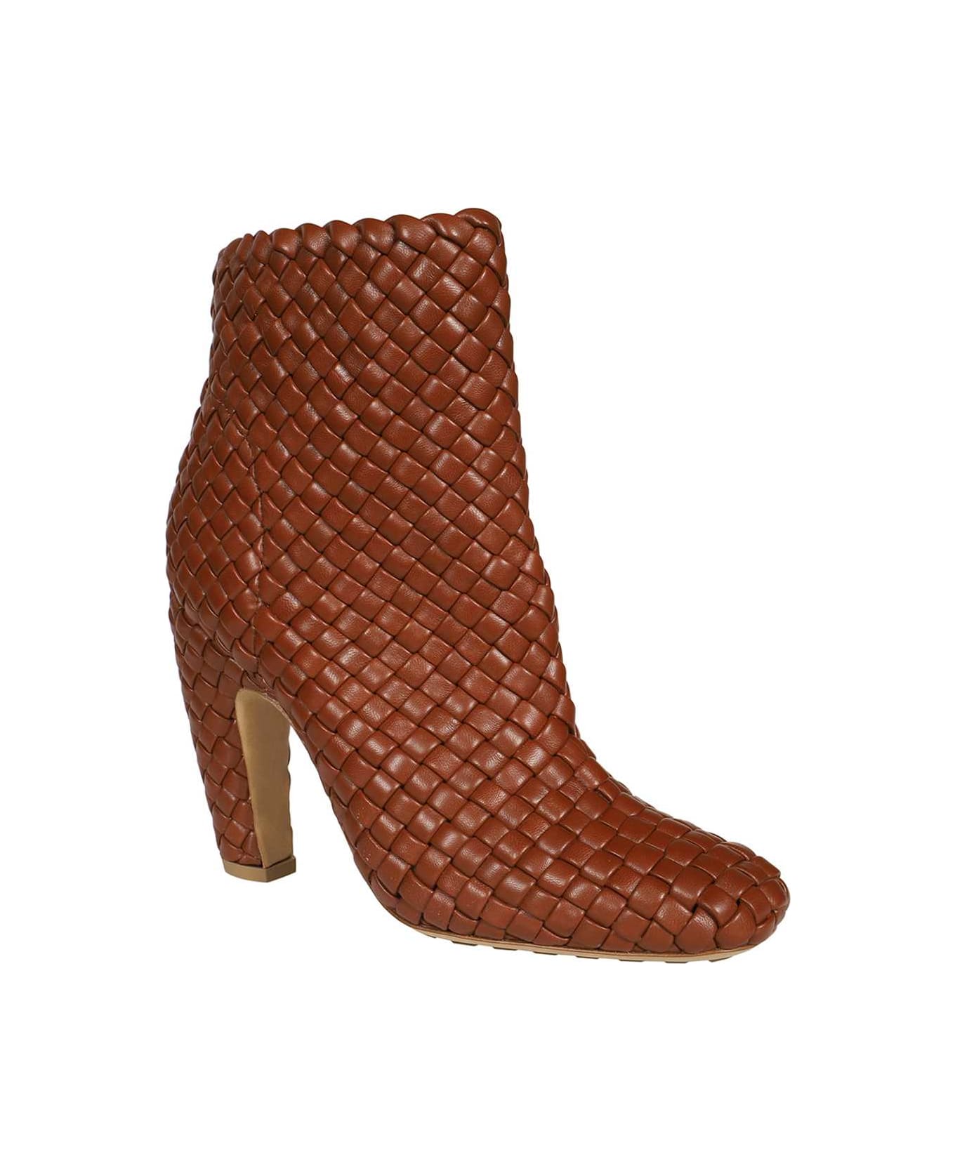 Bottega Veneta Canalazzo Heel Leather Ankle Boots - brown