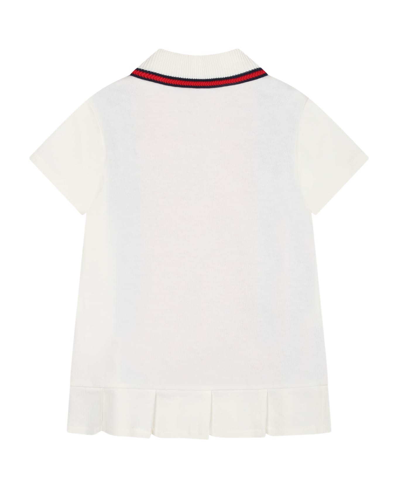 Gucci White Dress For Baby Girl With Blue And Red Bands - White