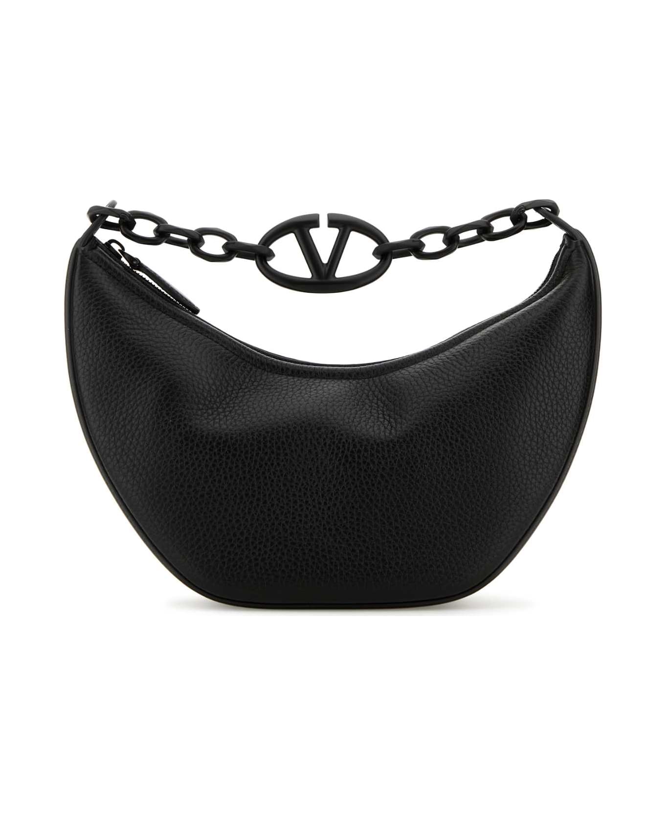 Valentino Garavani Black Leather Hobo Vlogo Moon Handbag - NERO