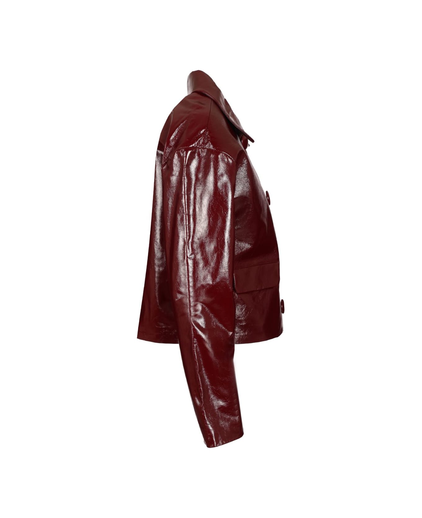 self-portrait Patent Leather Jacket - BORDEAUX