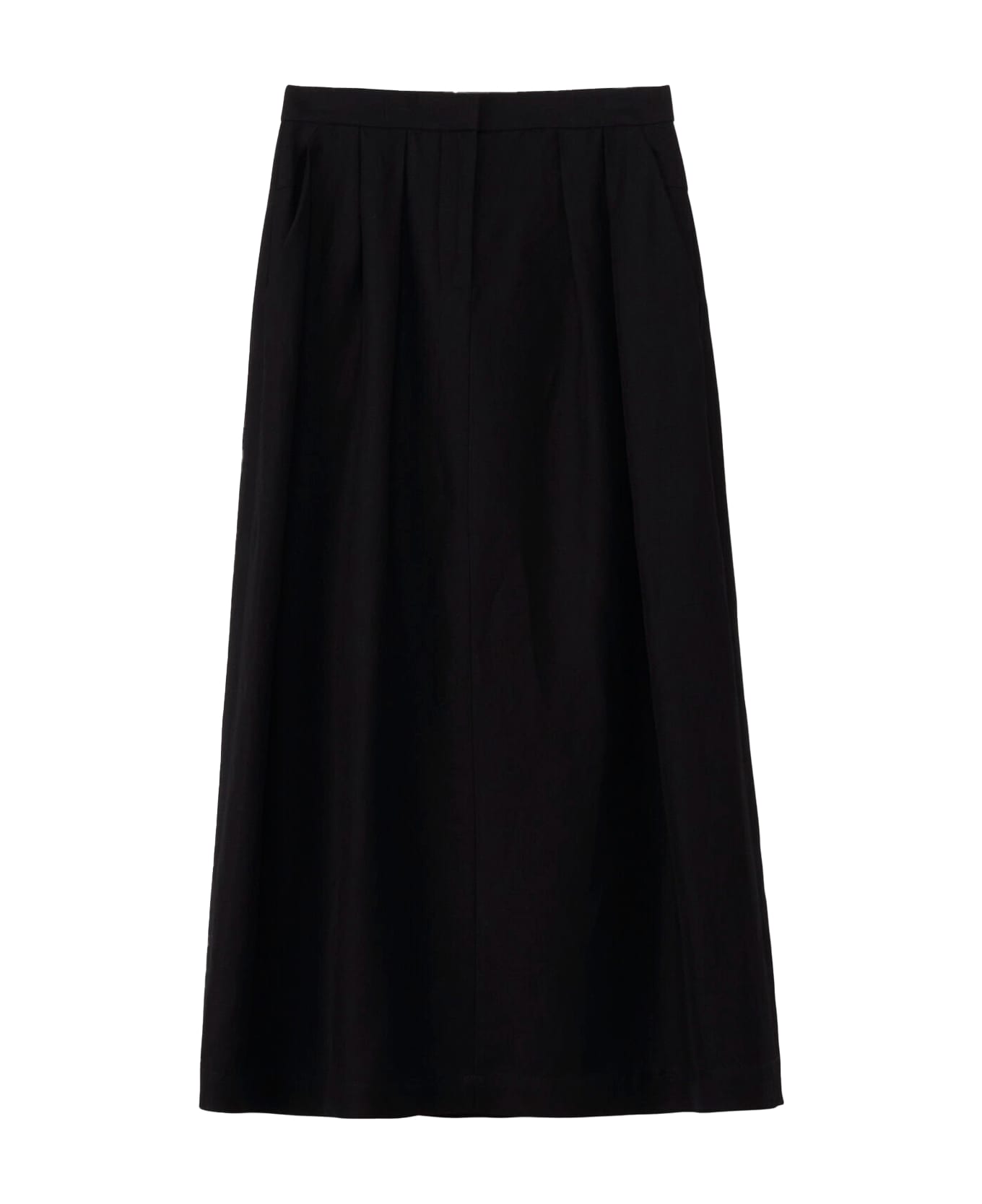 Fabiana Filippi Long Black Skirt In Linen And Viscose Blend - NERO