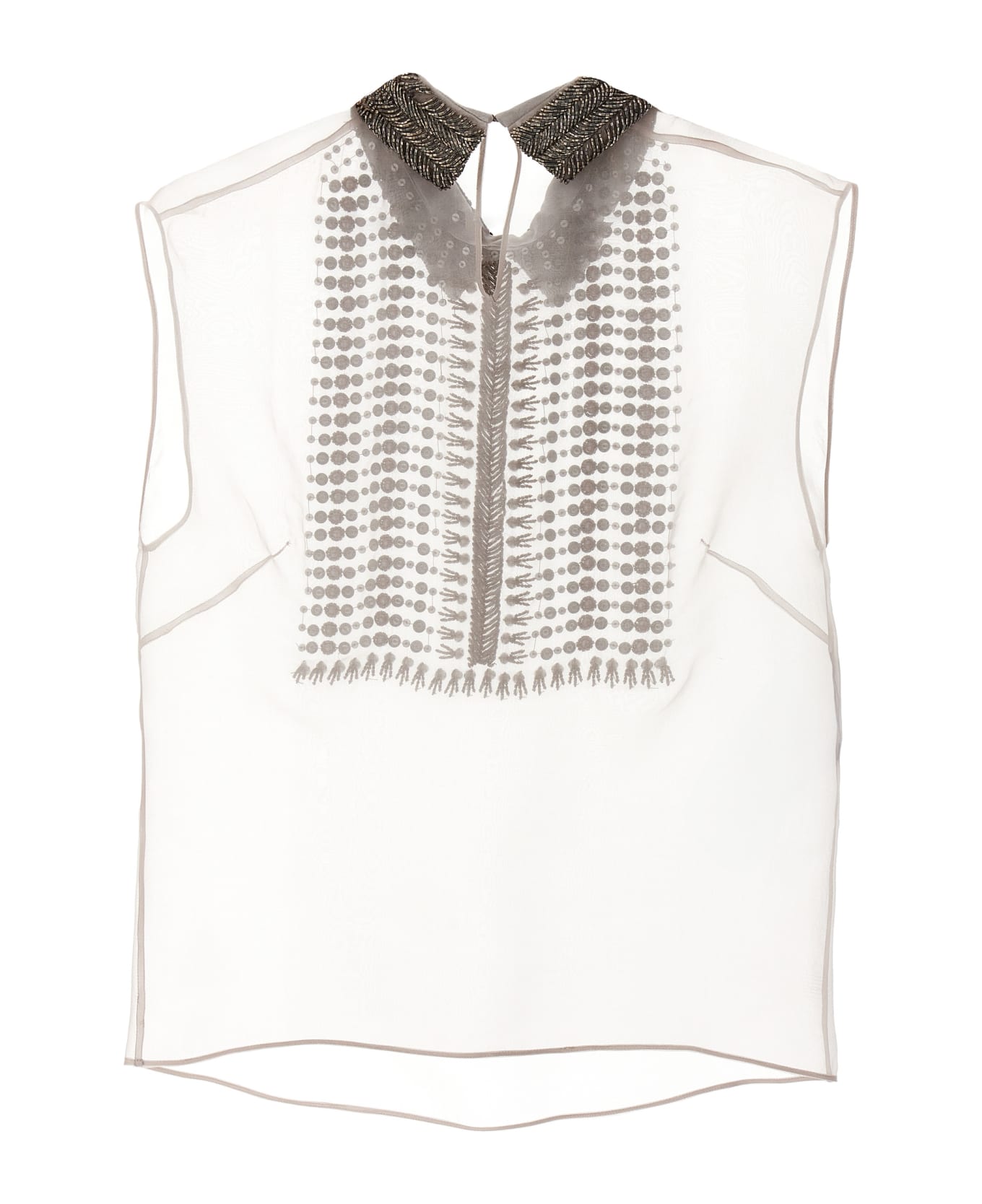 Alberta Ferretti Beaded Chiffon Top - Gray