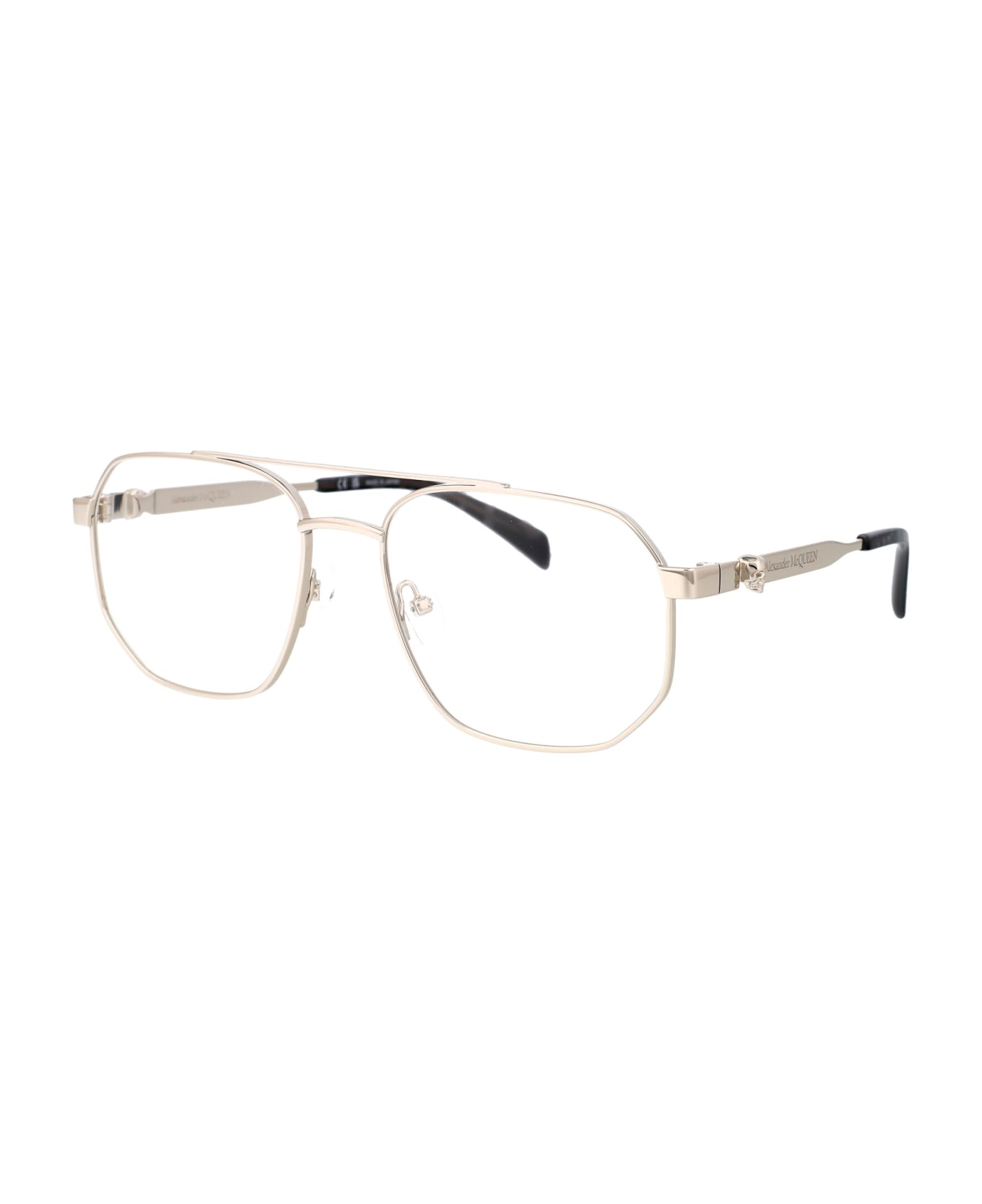 Alexander McQueen Eyewear Am0459o Glasses - 003 SILVER SILVER TRANSPARENT