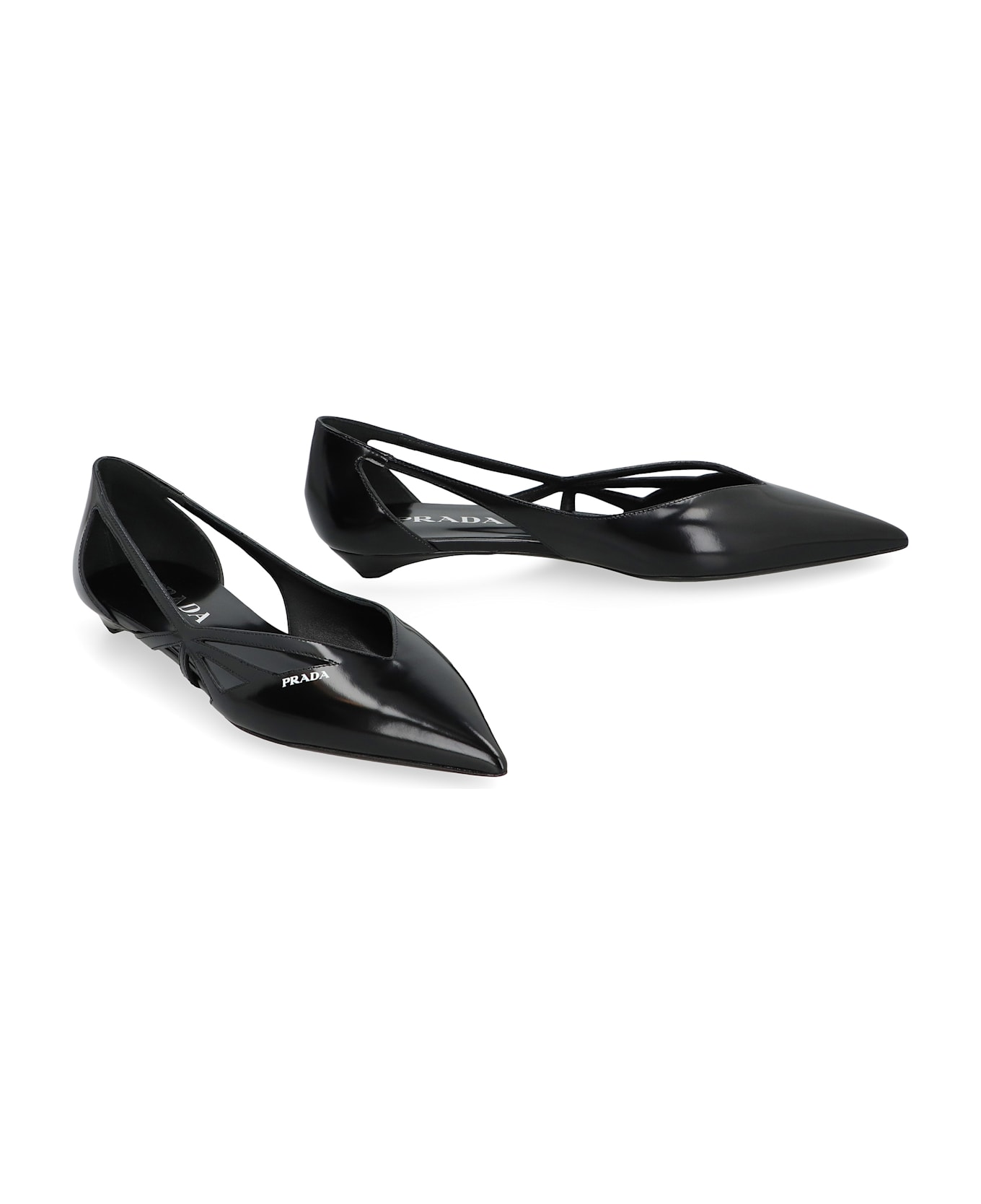 Prada Leather Ballet Flats - black