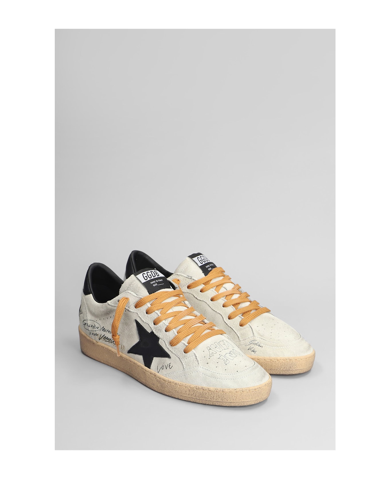 Golden Goose Ball Star Sneakers In Grey Suede - grey