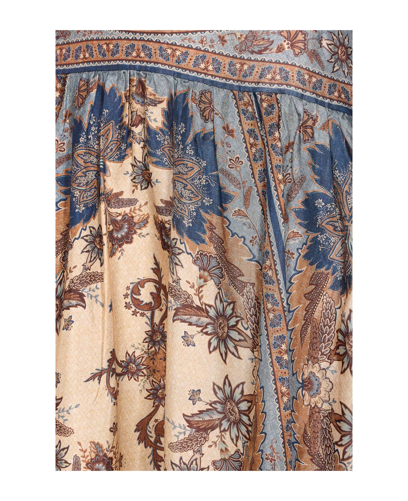 Zimmermann Ascension Tiered Midi Skirt - BLUE/CREAM INDIENNE FLORAL