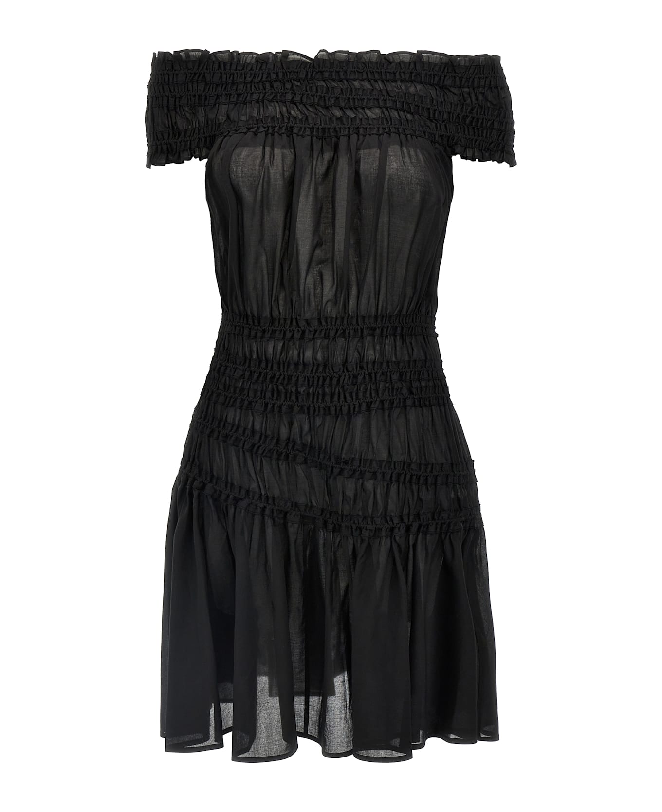 Tory Burch 'smocked Cotton' Dress - Black  