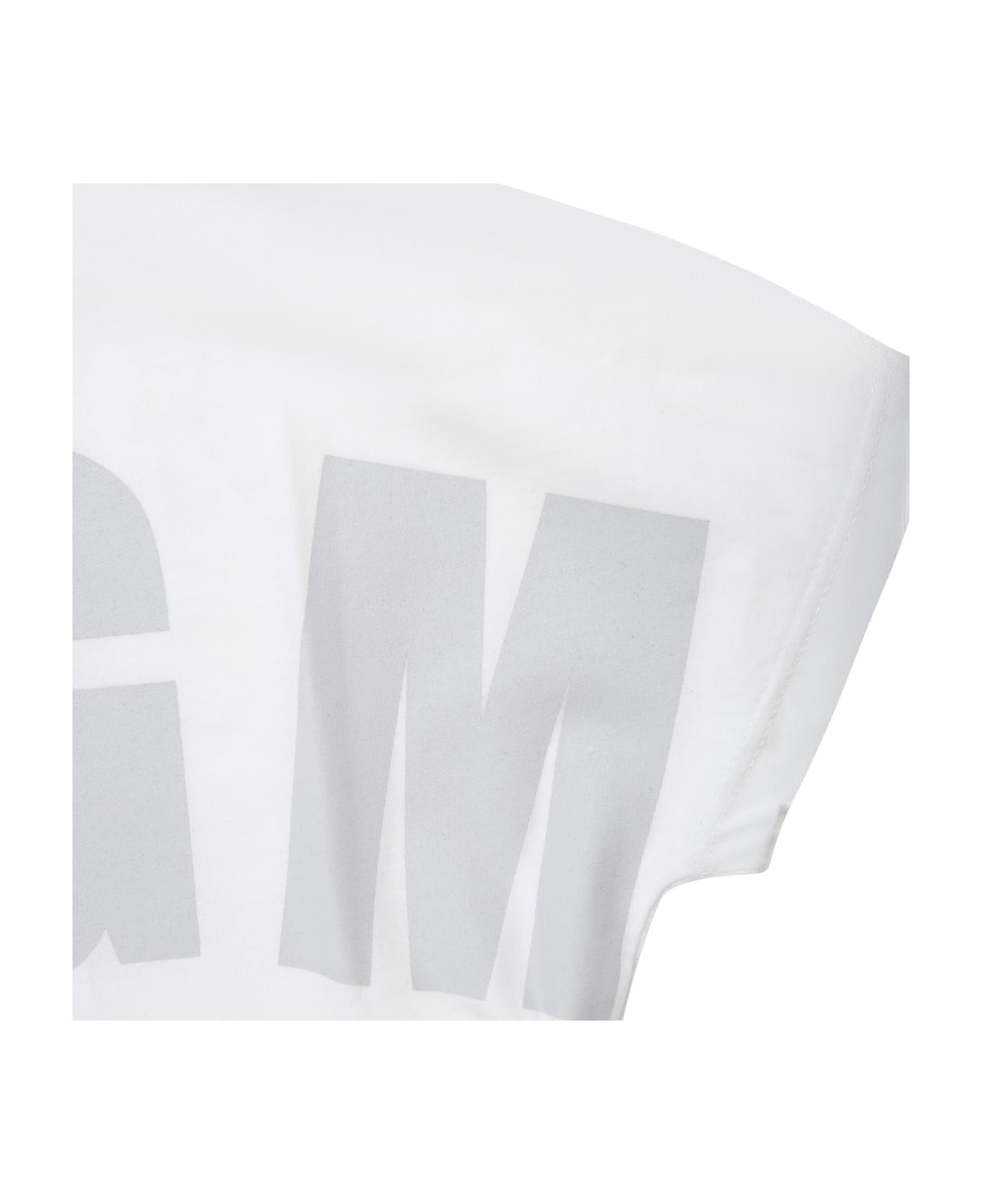 MSGM White T-shirt For Kids With Logo - White