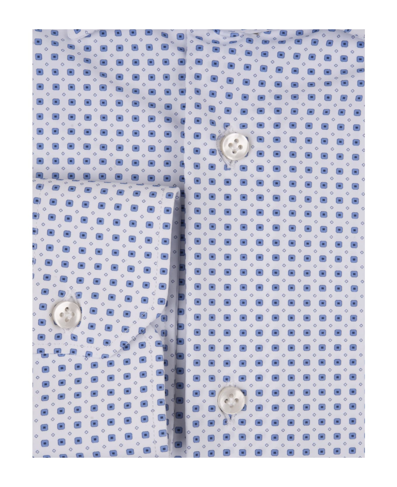 Sartorio Napoli White Shirt With Blue Micro Pattern - White
