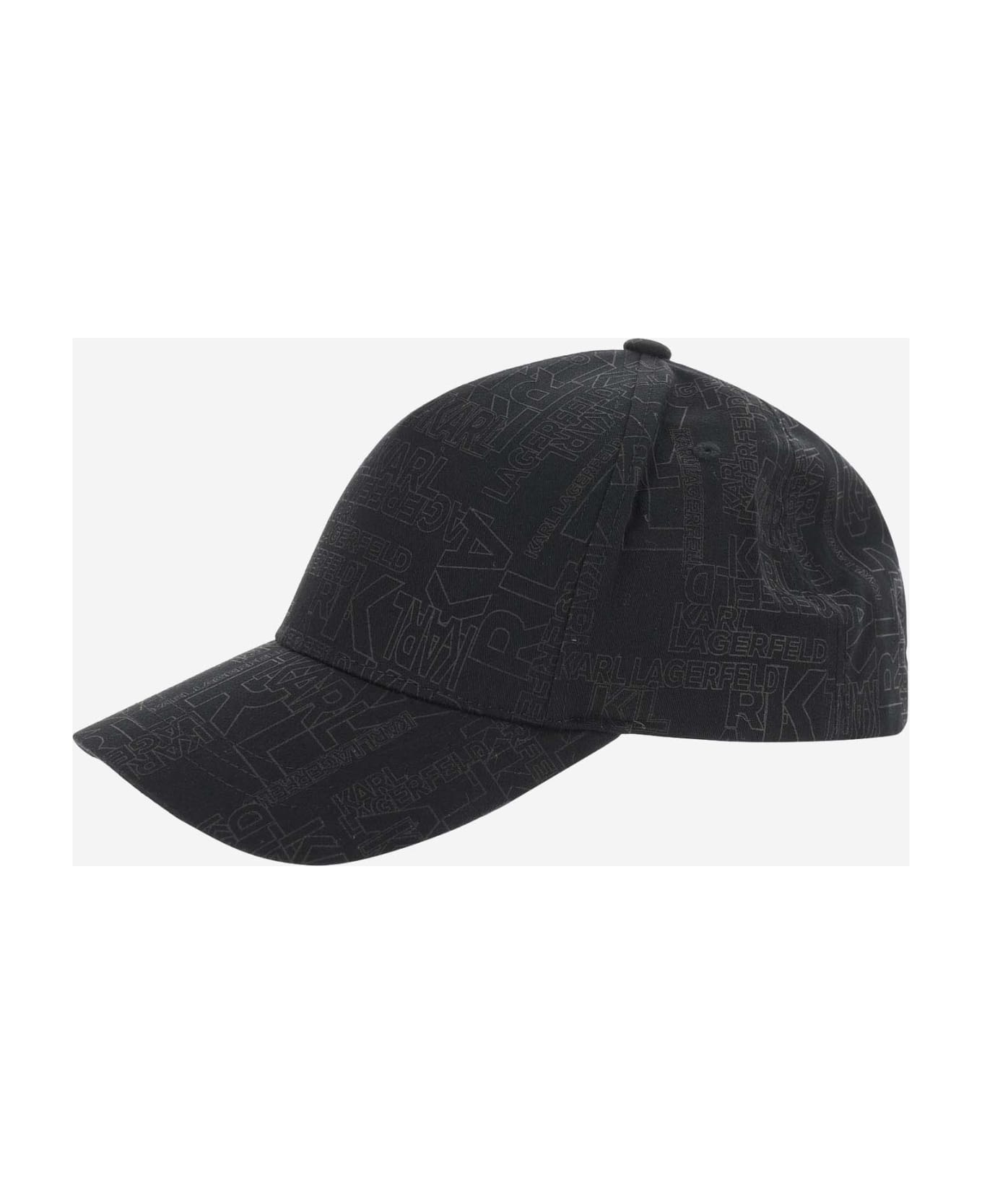 Karl Lagerfeld Cotton Blend Baseball Cap With Logo - Black 帽子