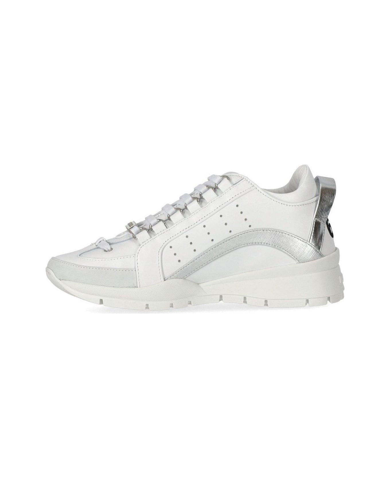 Dsquared2 Logo Embroidered Lace-up Sneakers - Bianco