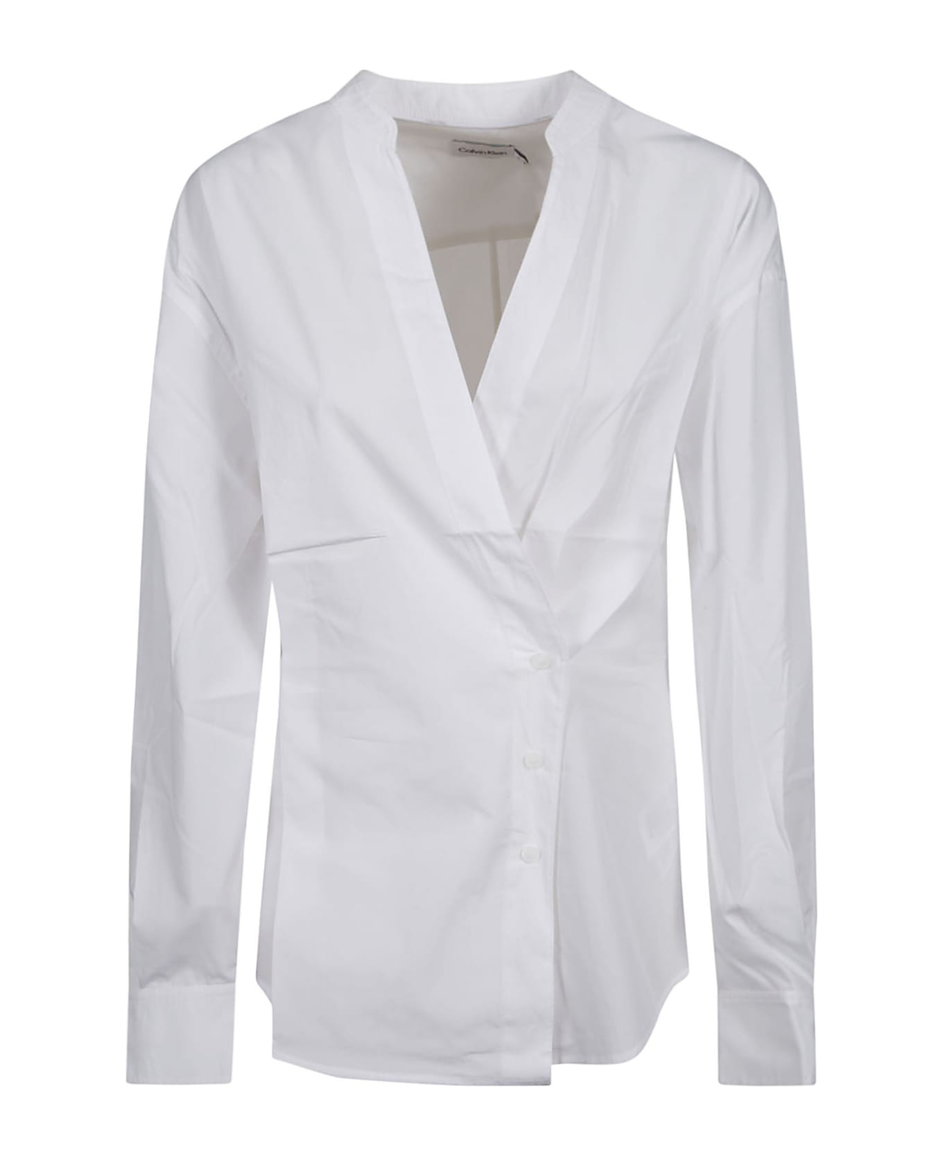 Calvin Klein V-neck Wrap Shirt Shirt - WHITE