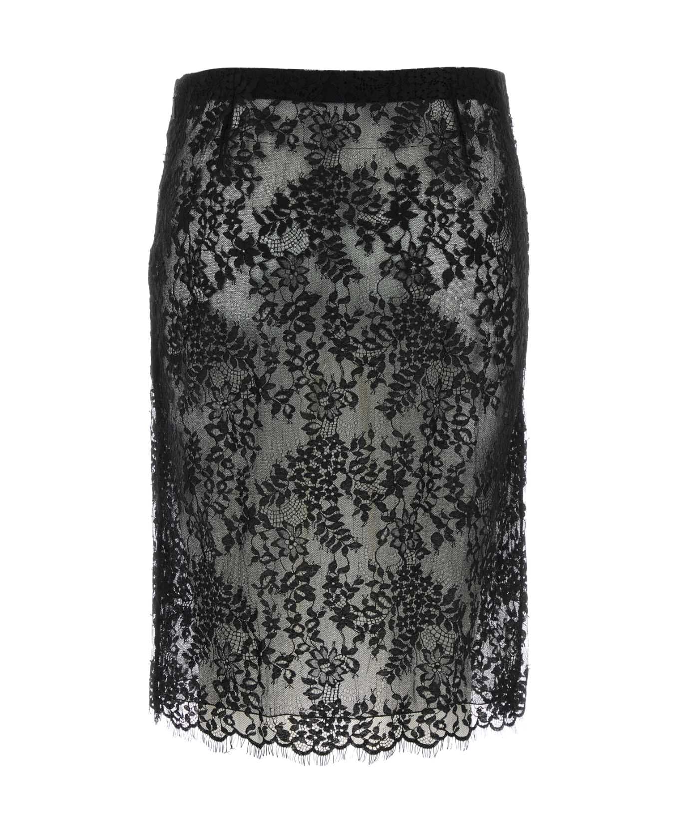 Saint Laurent Black Lace Skirt - NOIR