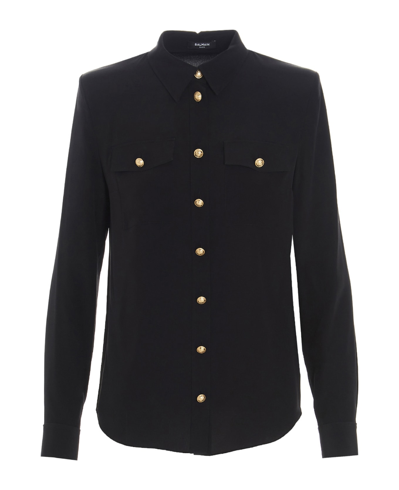 Balmain Silk Shirt With Padded Shoulders - Black  
