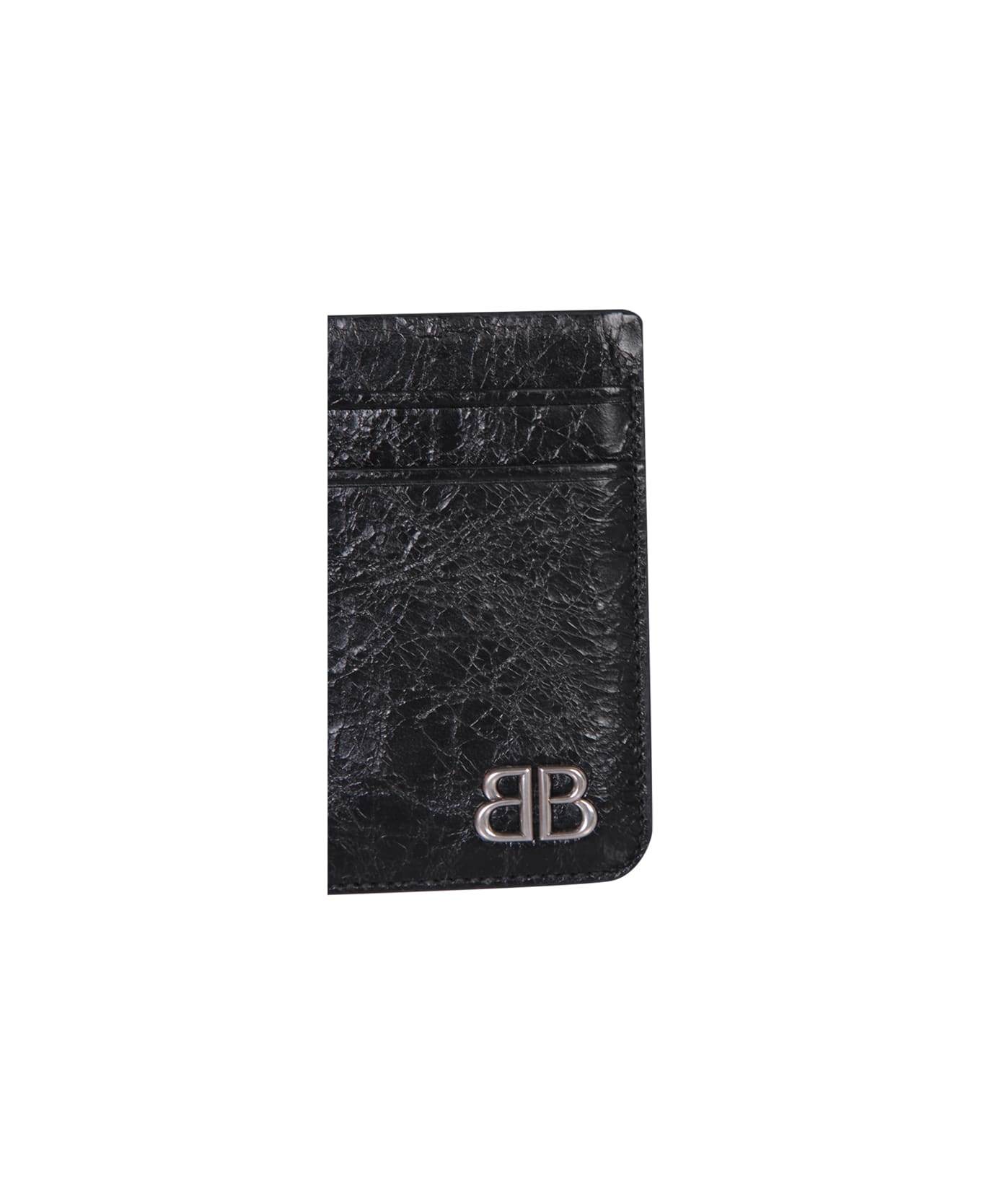 Balenciaga Black Leather Card Holder - Black