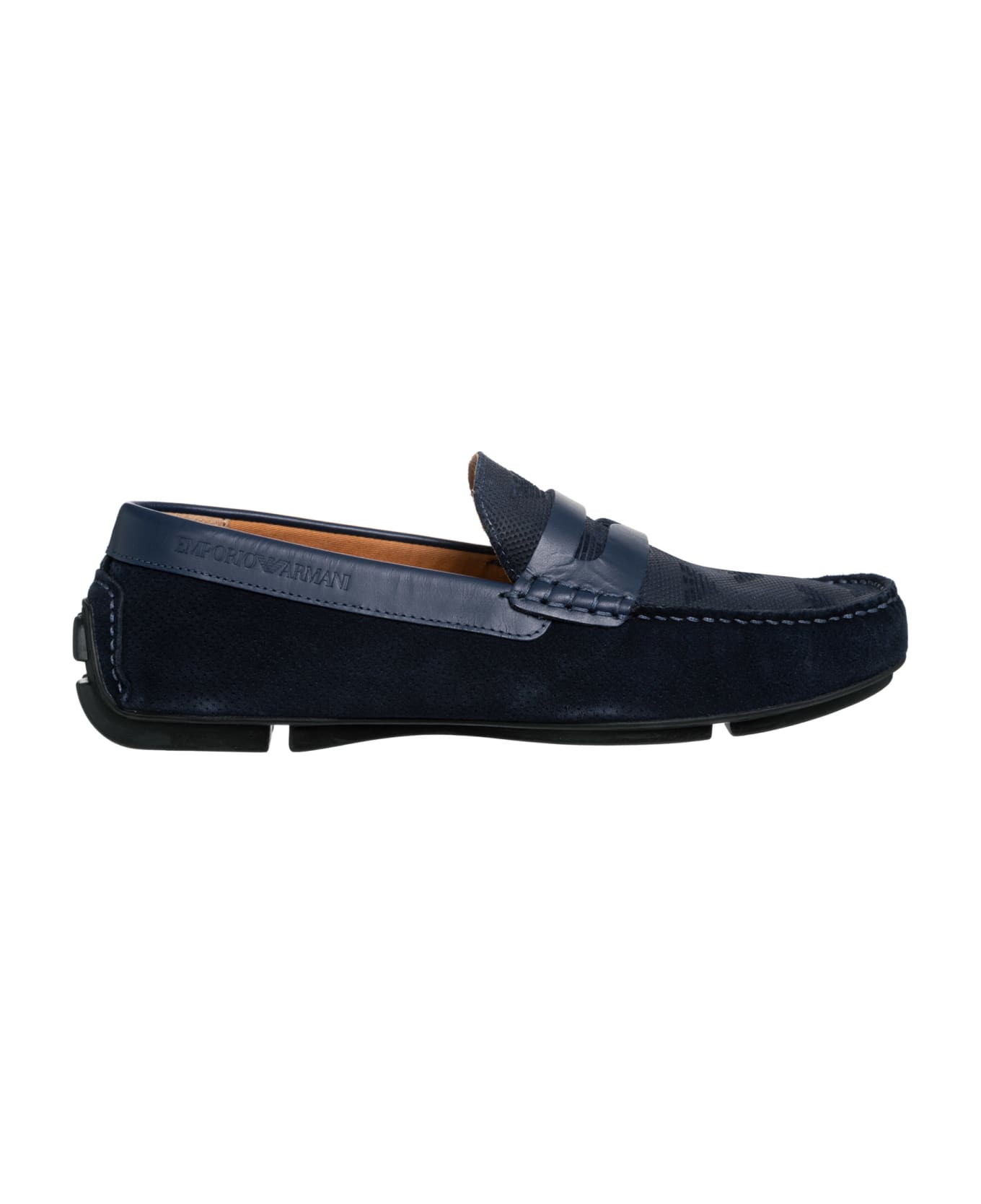 Emporio Armani Leather Loafers - Blu