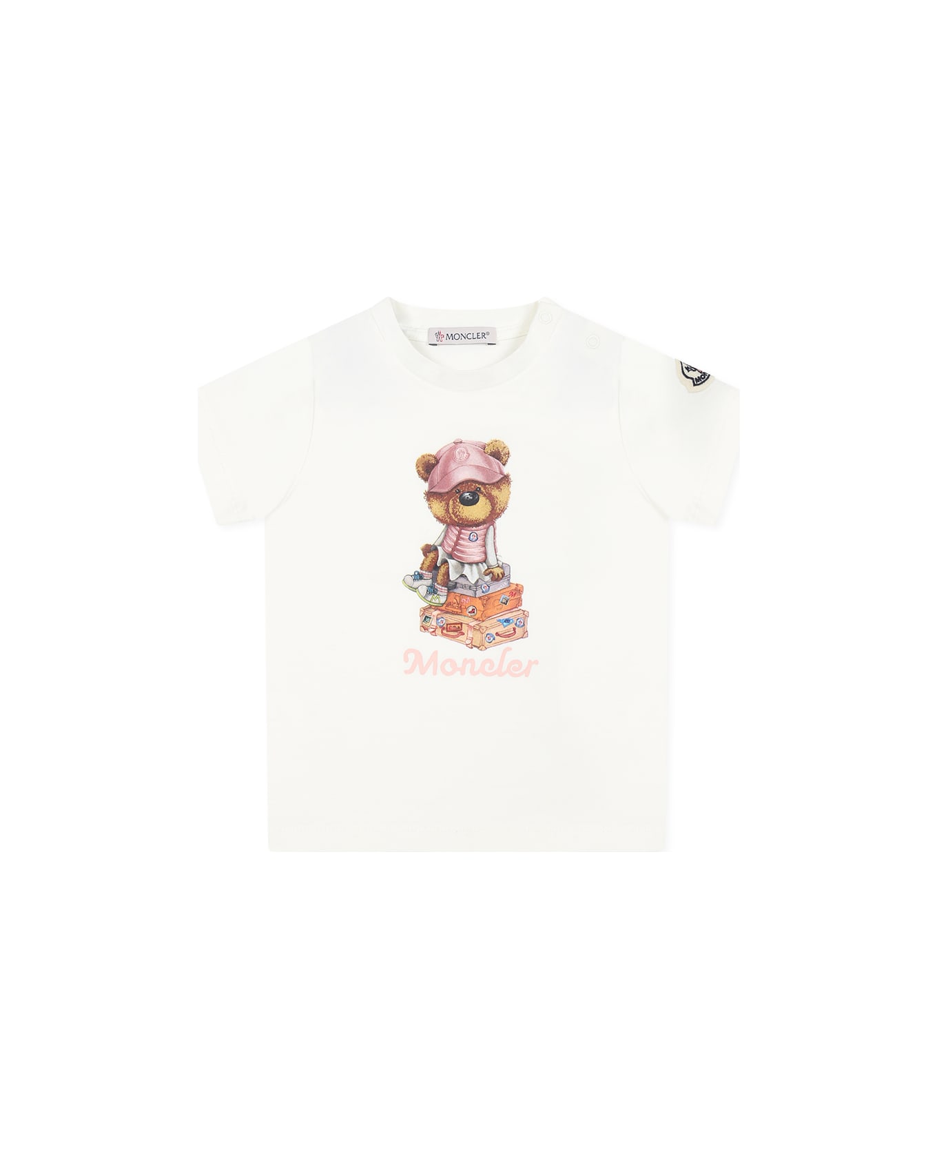 Moncler White T-shirt For Baby Girl With Logo - White