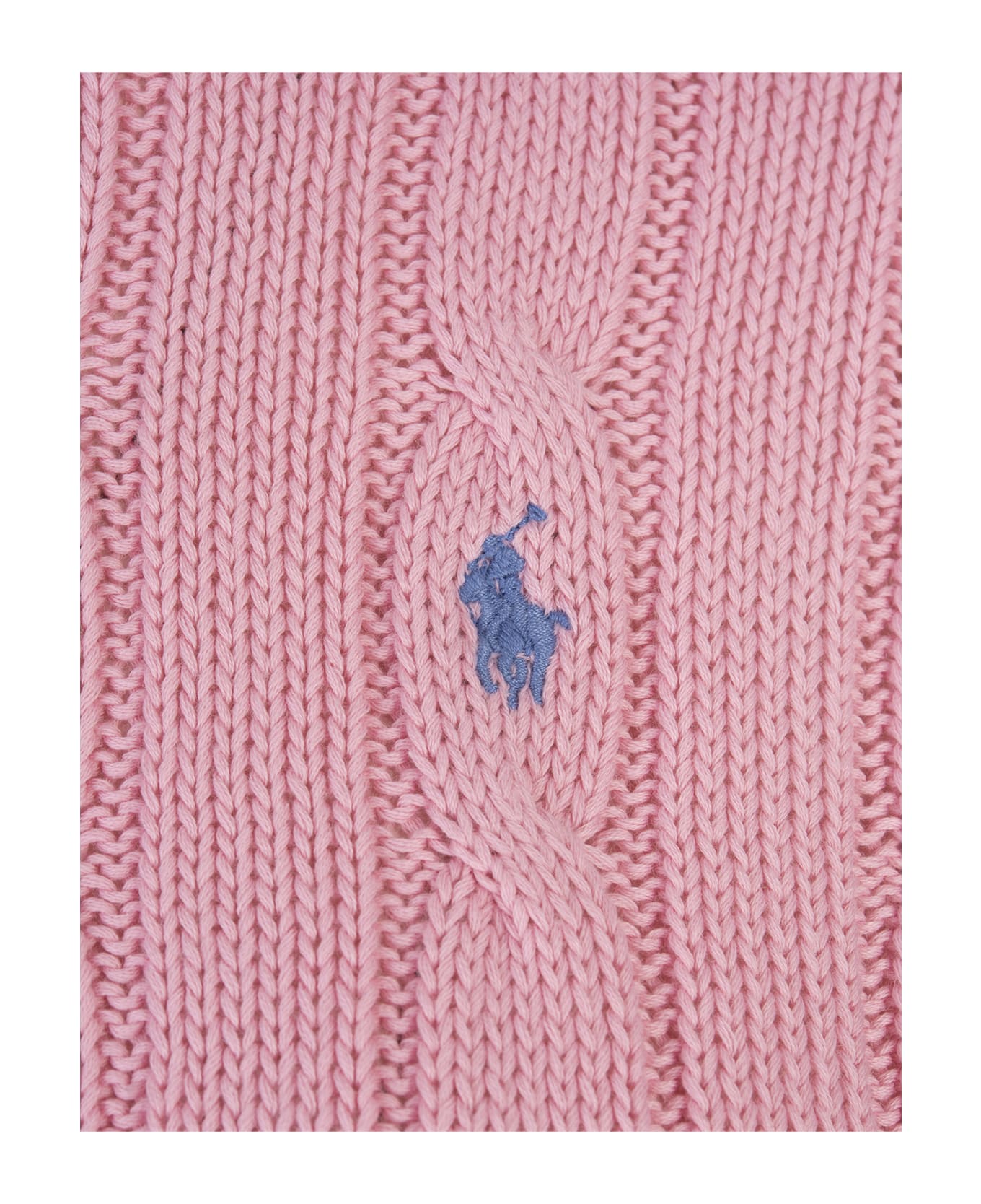 Ralph Lauren Crew Neck Sweater In Pink Braided Knit - Pink ニットウェア