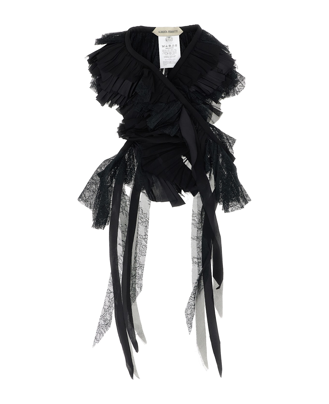 Alberta Ferretti Georgette Collar - Black  