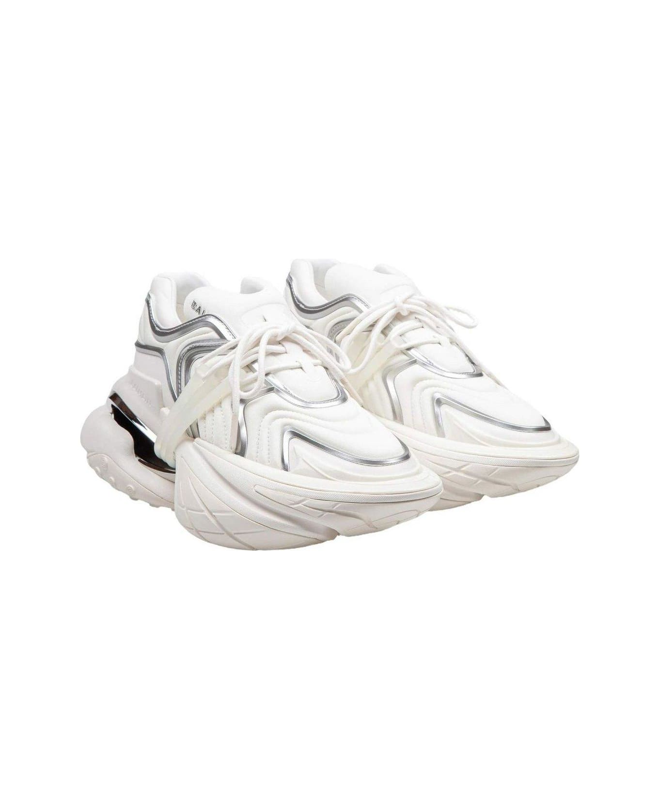 Balmain Unicorn Wave Panelled Sneakers - White