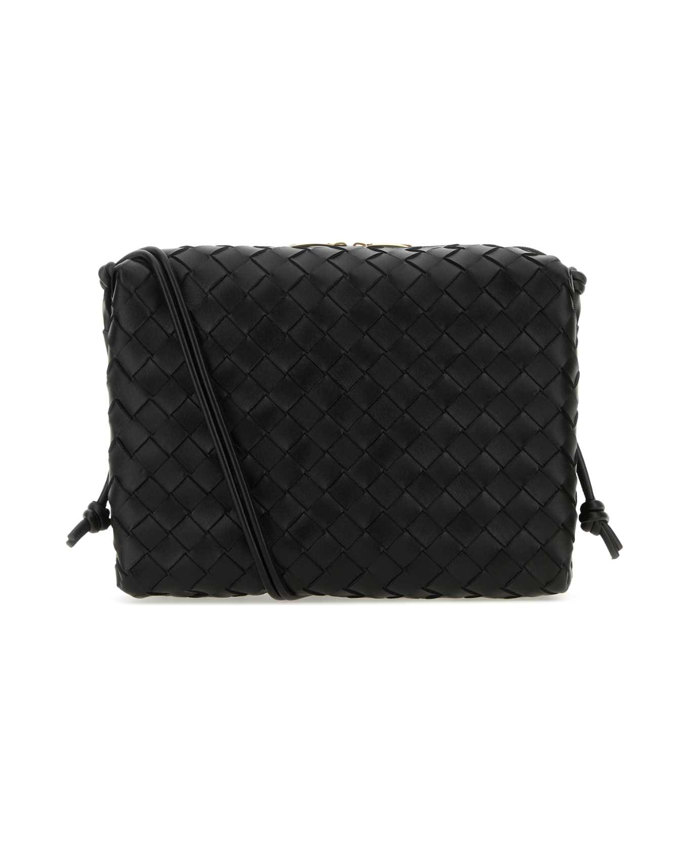 Bottega Veneta Black Leather Small Loop Crossbody Bag - BLACKGOLD