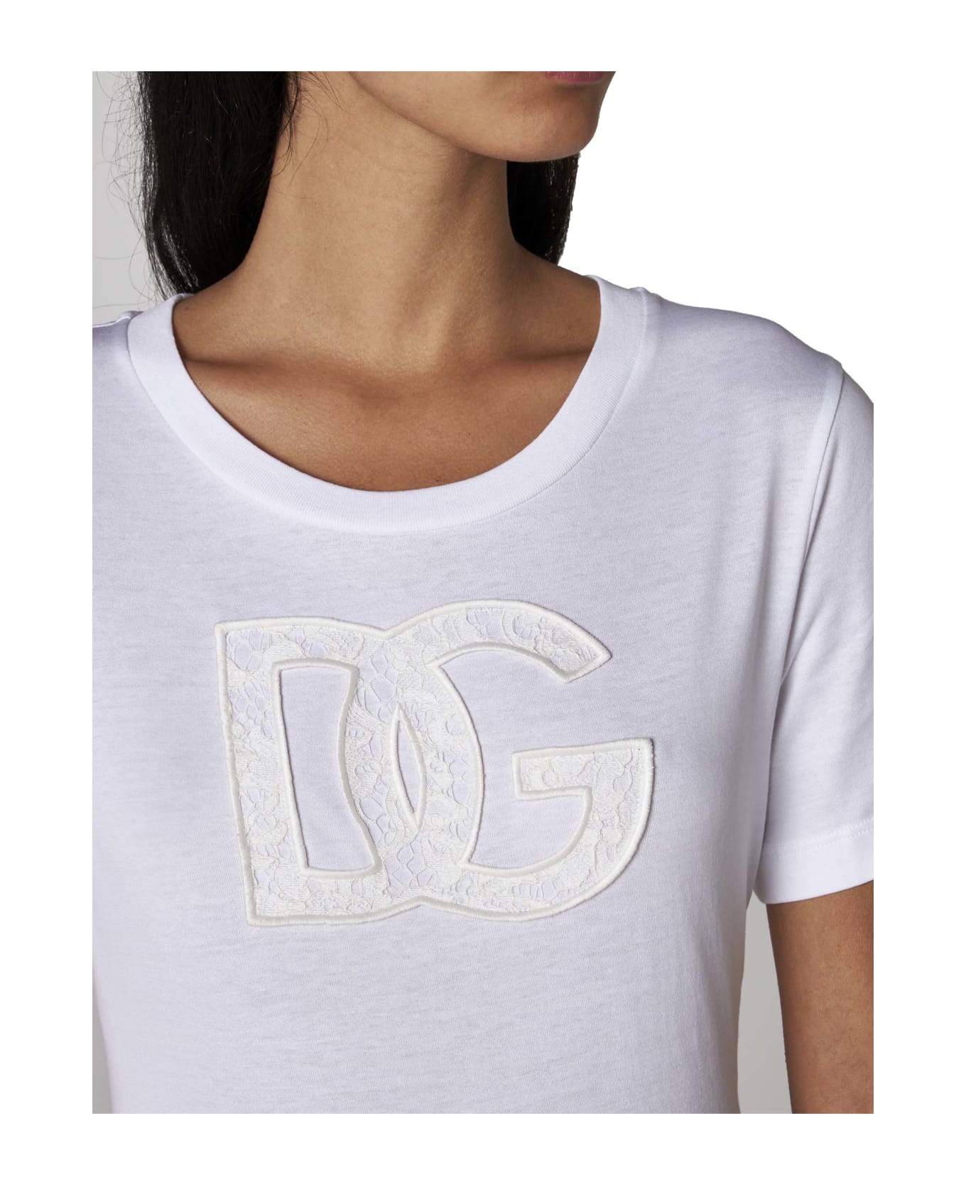 Dolce & Gabbana T-shirt With Logo Patch - White Tシャツ