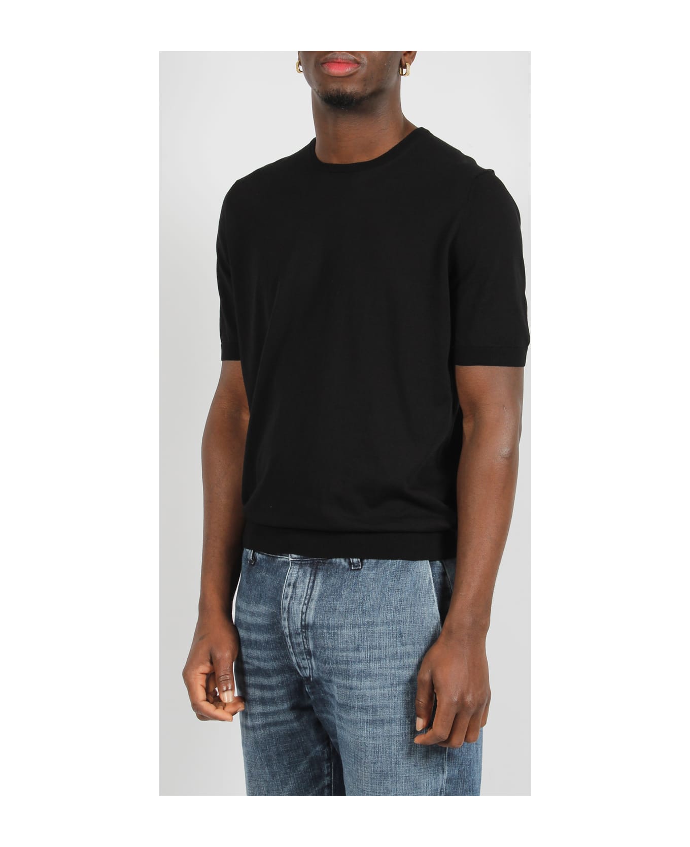 Tagliatore Cotton Knit T-shirt - Black