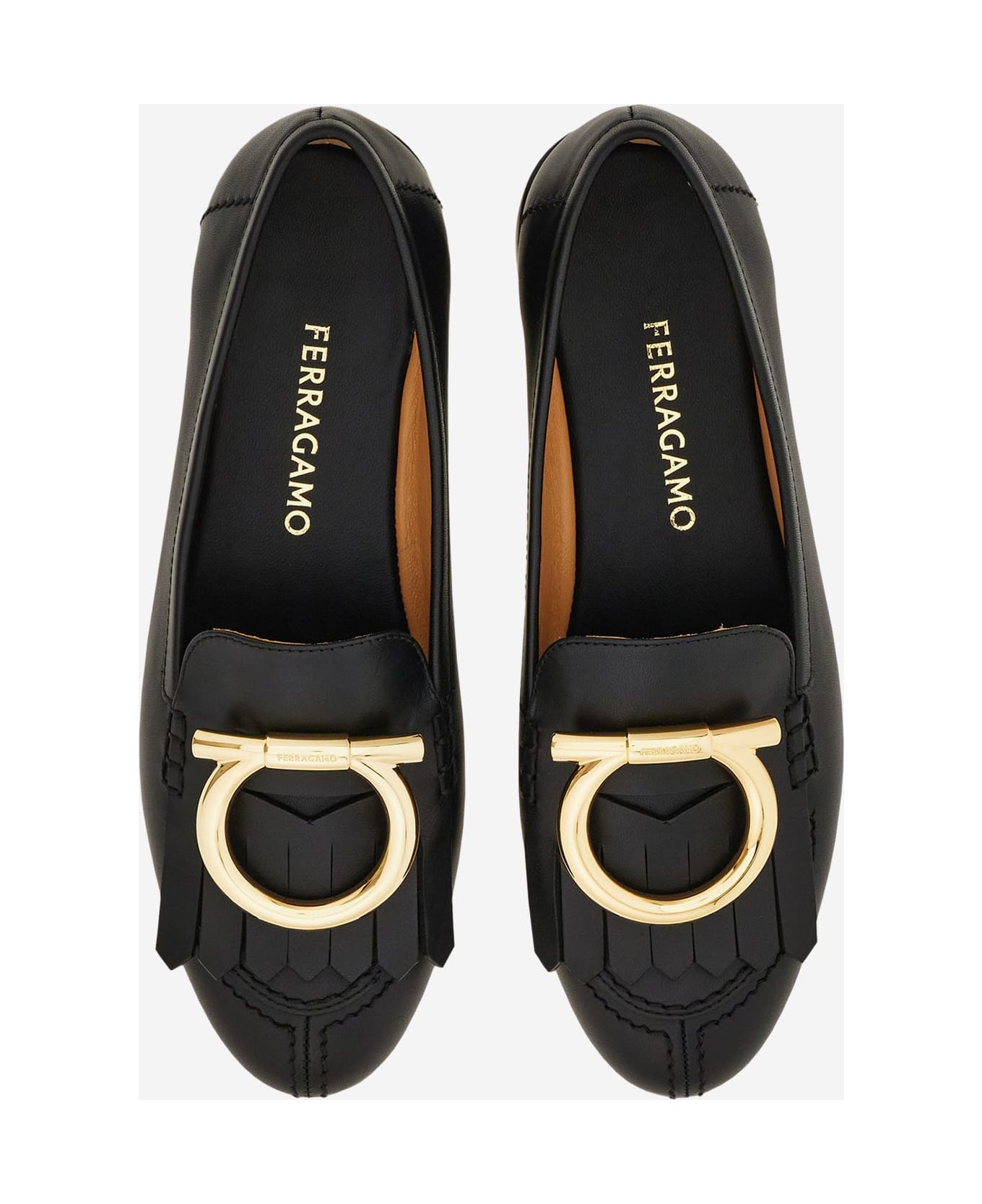Ferragamo Silvy Loafers With Leather Fringe Detail - Black